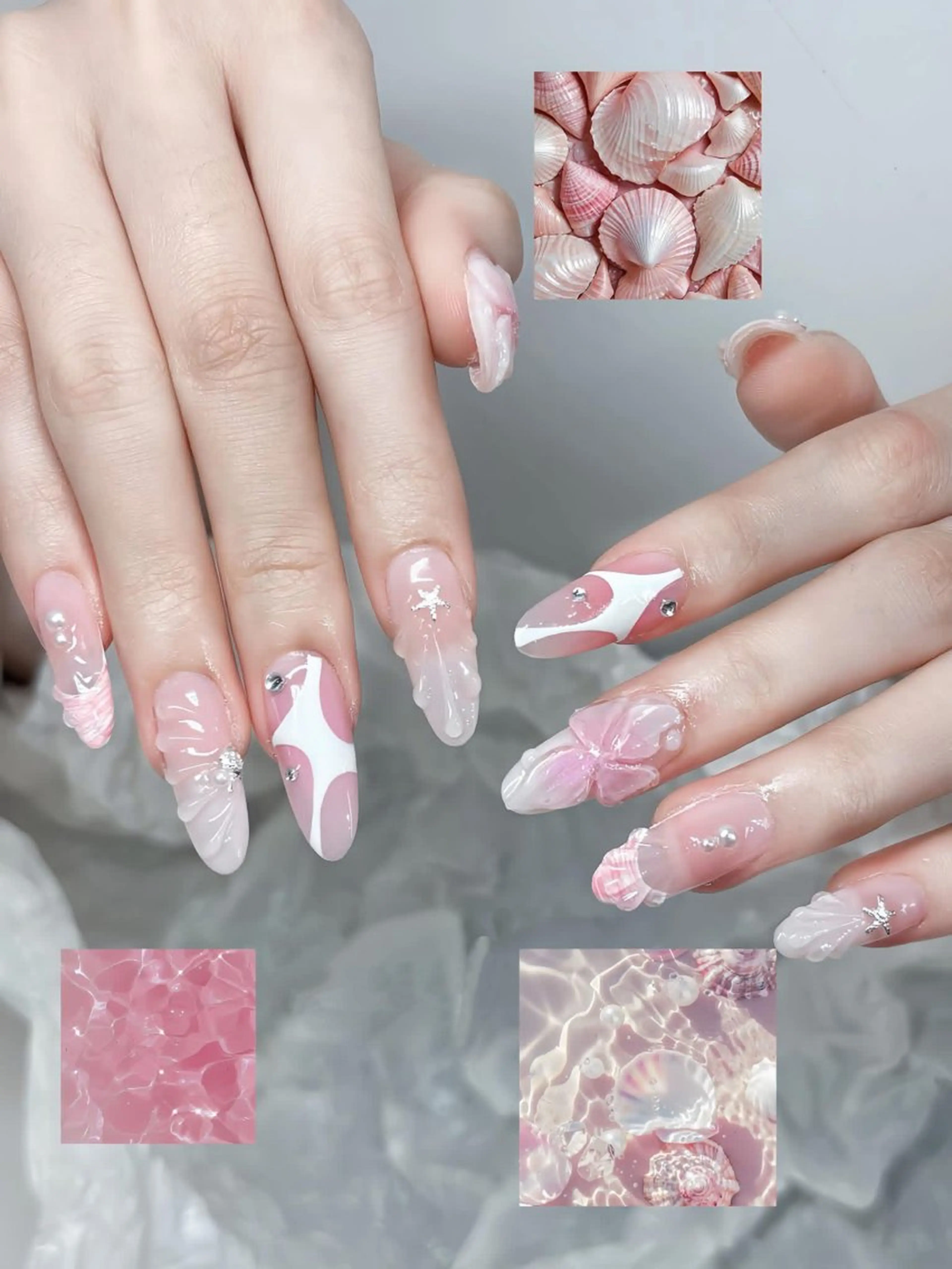 ネイル オーロラネイル ブルー チークネイル フットネイル フレンチネイル ハンドネイル REI レイのネイルデザイン