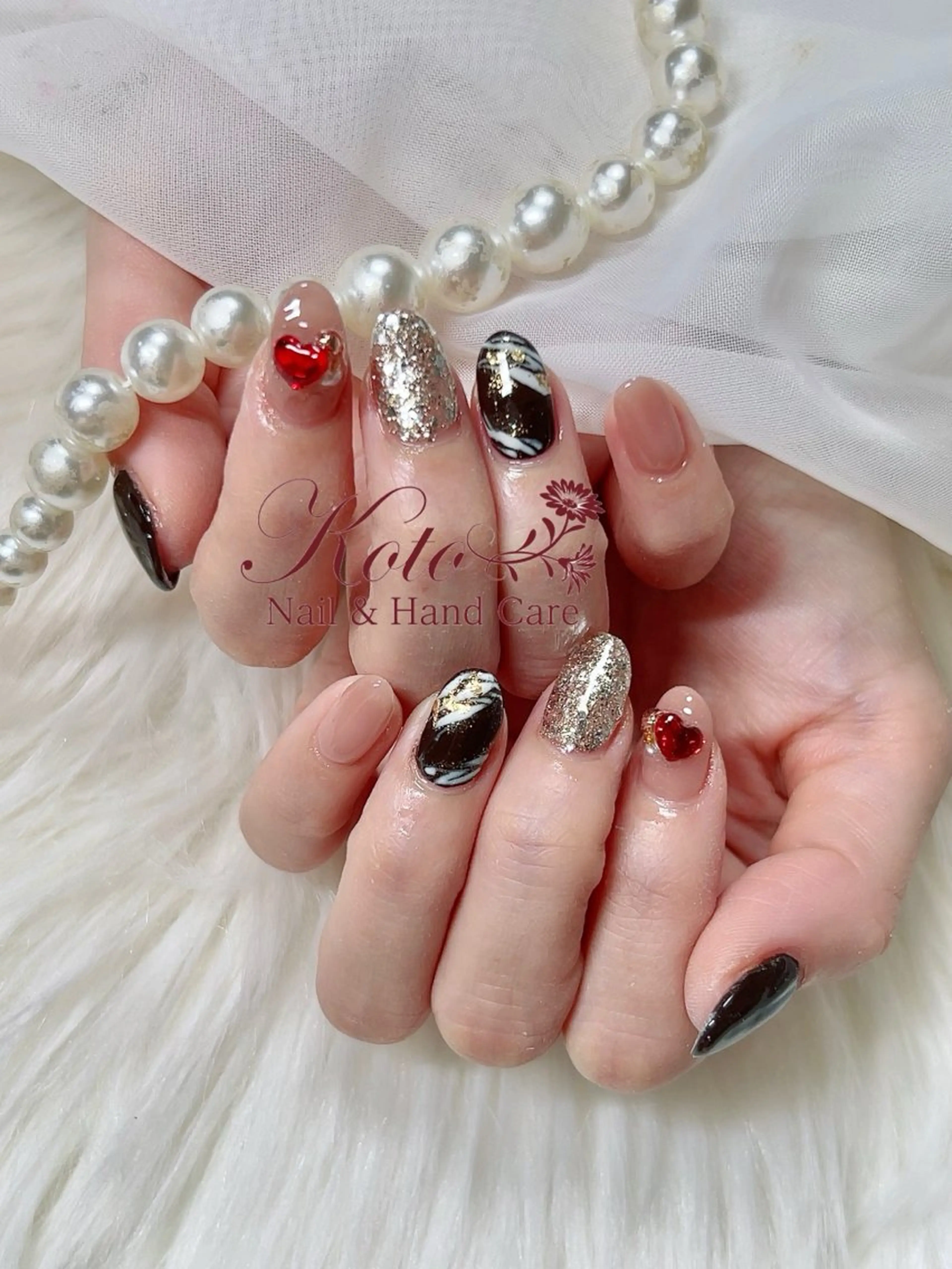 ネイル 長さ出し ジェルネイル 持ち込み ニュアンスネイル 赤色 ハンドネイル Nail Salon KOTOのネイルデザイン