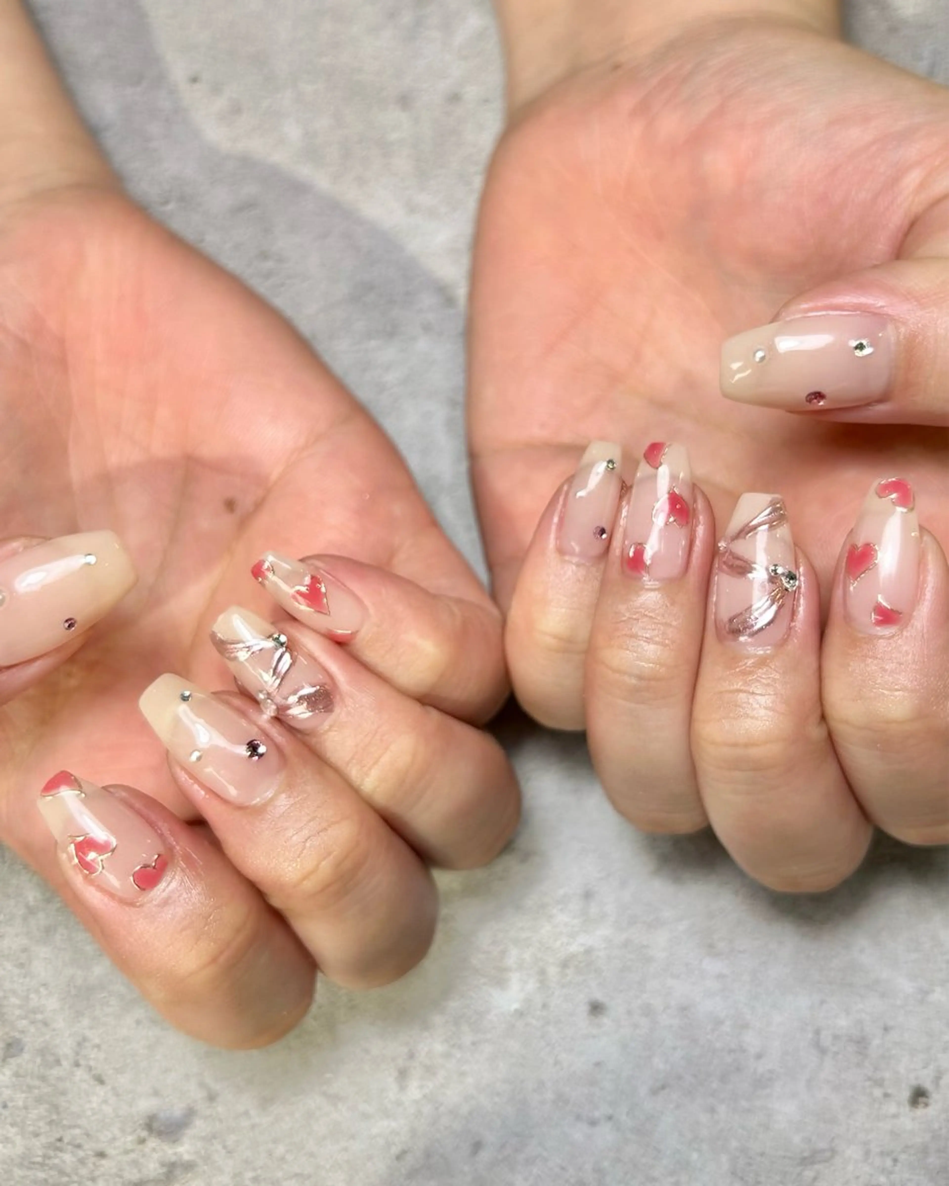ネイル ハート 持ち込み ハンドネイル Reflection marikoのネイルデザイン