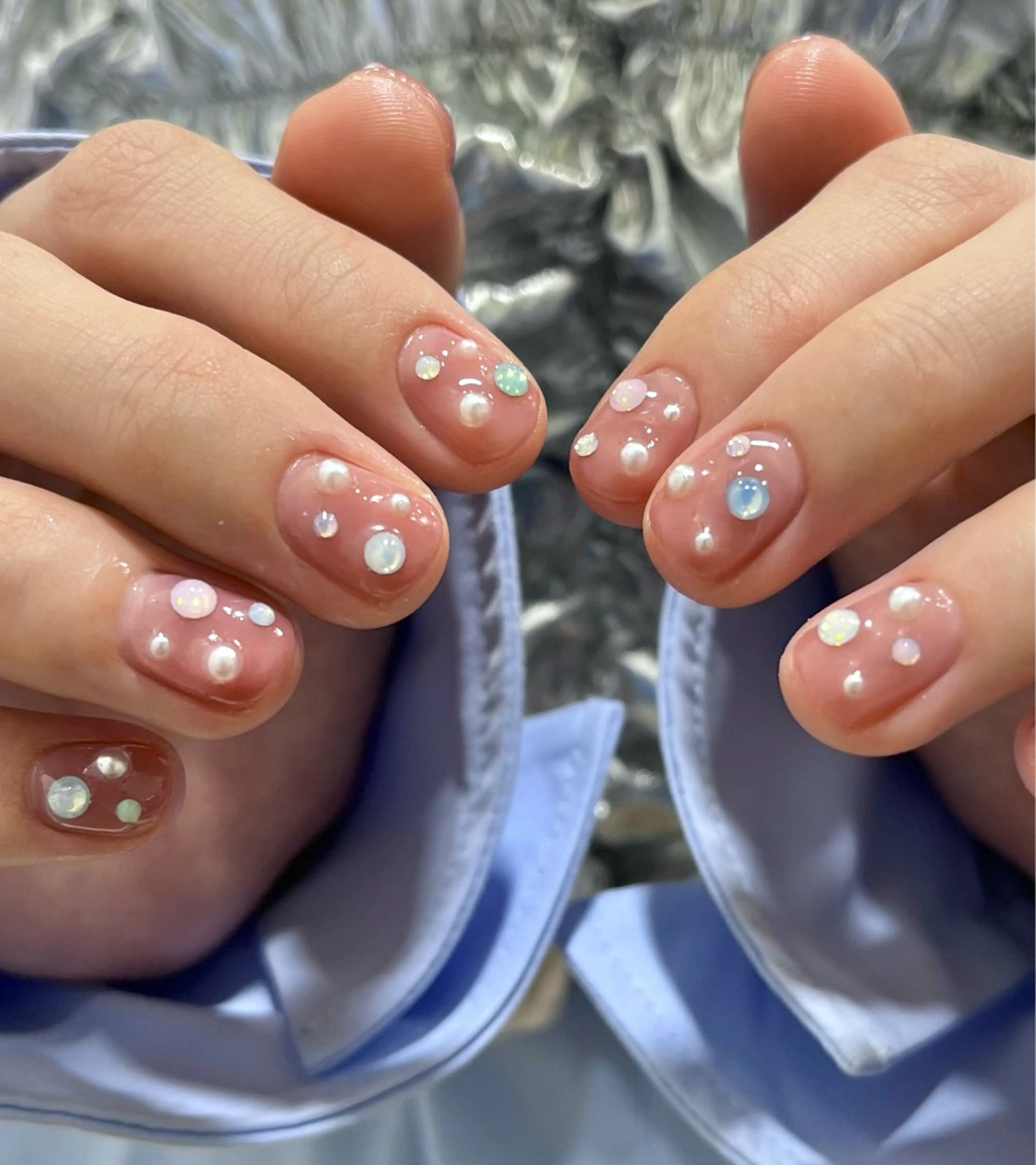ネイル キラキラネイル ワンカラーネイル ストーンネイル Para Sol nail　Maoのネイルデザイン