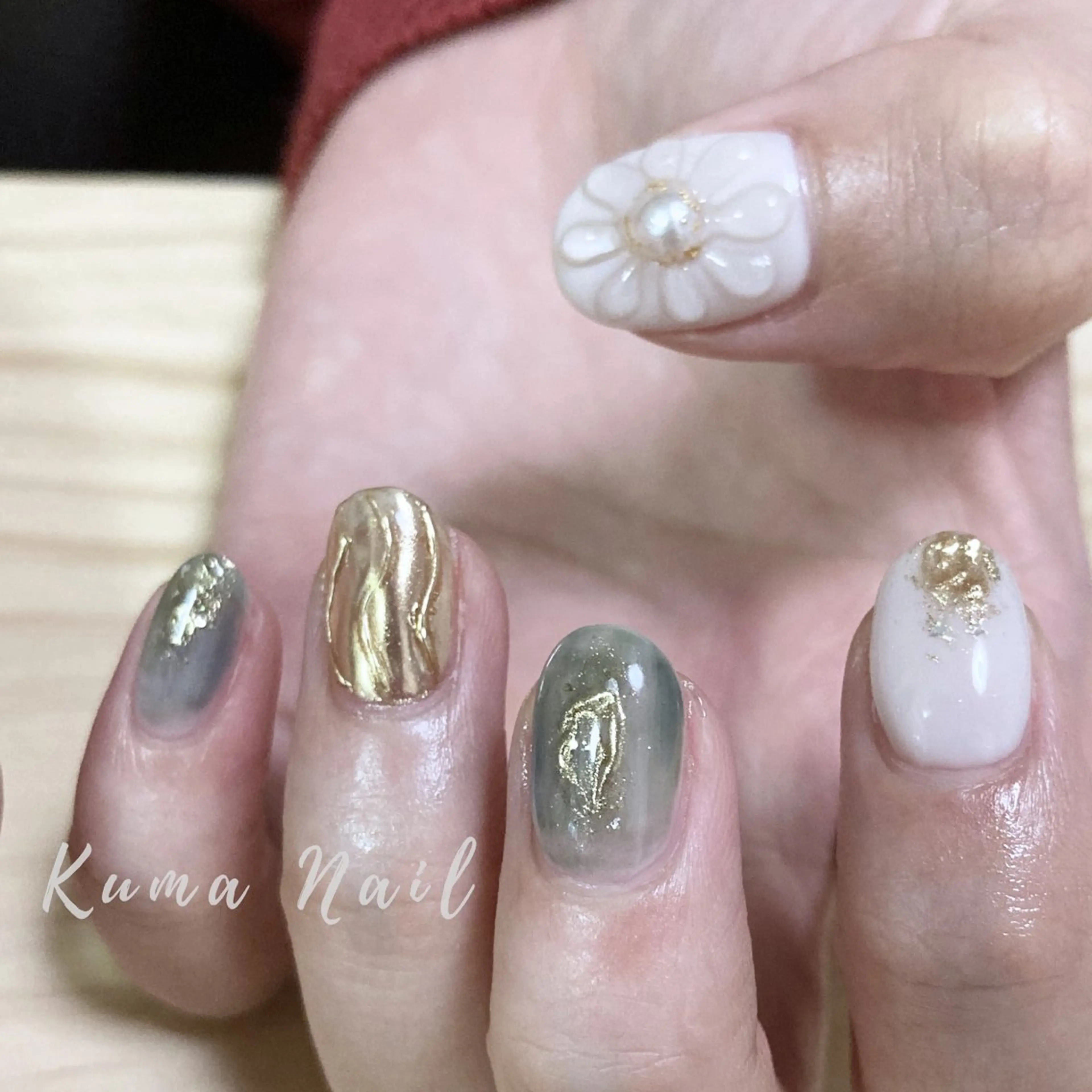 ネイル 持ち込み ニュアンスネイル ショートネイル ハンドネイル Private salon Kuma Nail.所属・藤が丘ネイル Kuma Nailのネイルデザイン