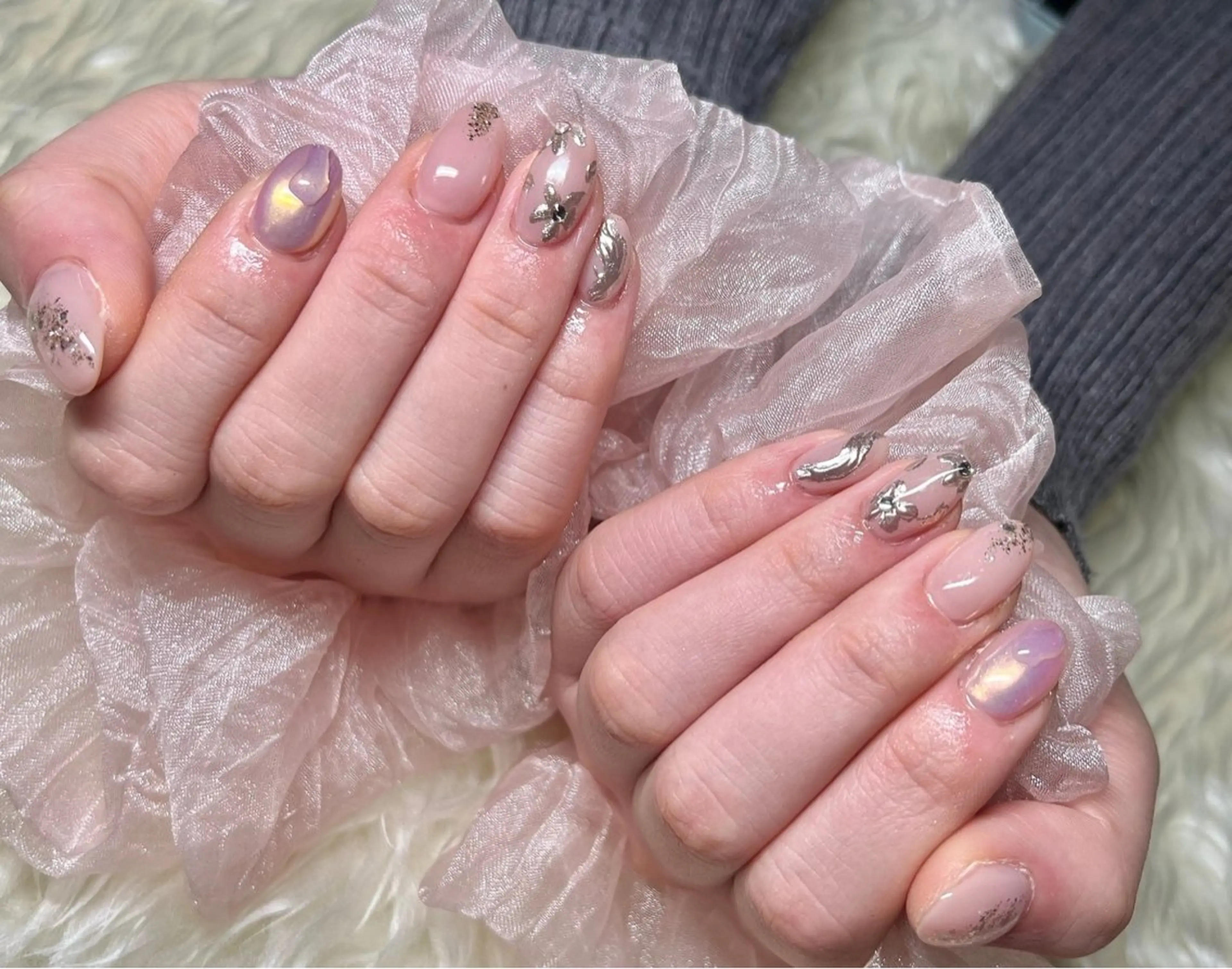 ネイル 長さ出し フレンチネイル ジェルネイル グラデーション ハート ハンドネイル Nail&eye Belire 新宿のネイルデザイン