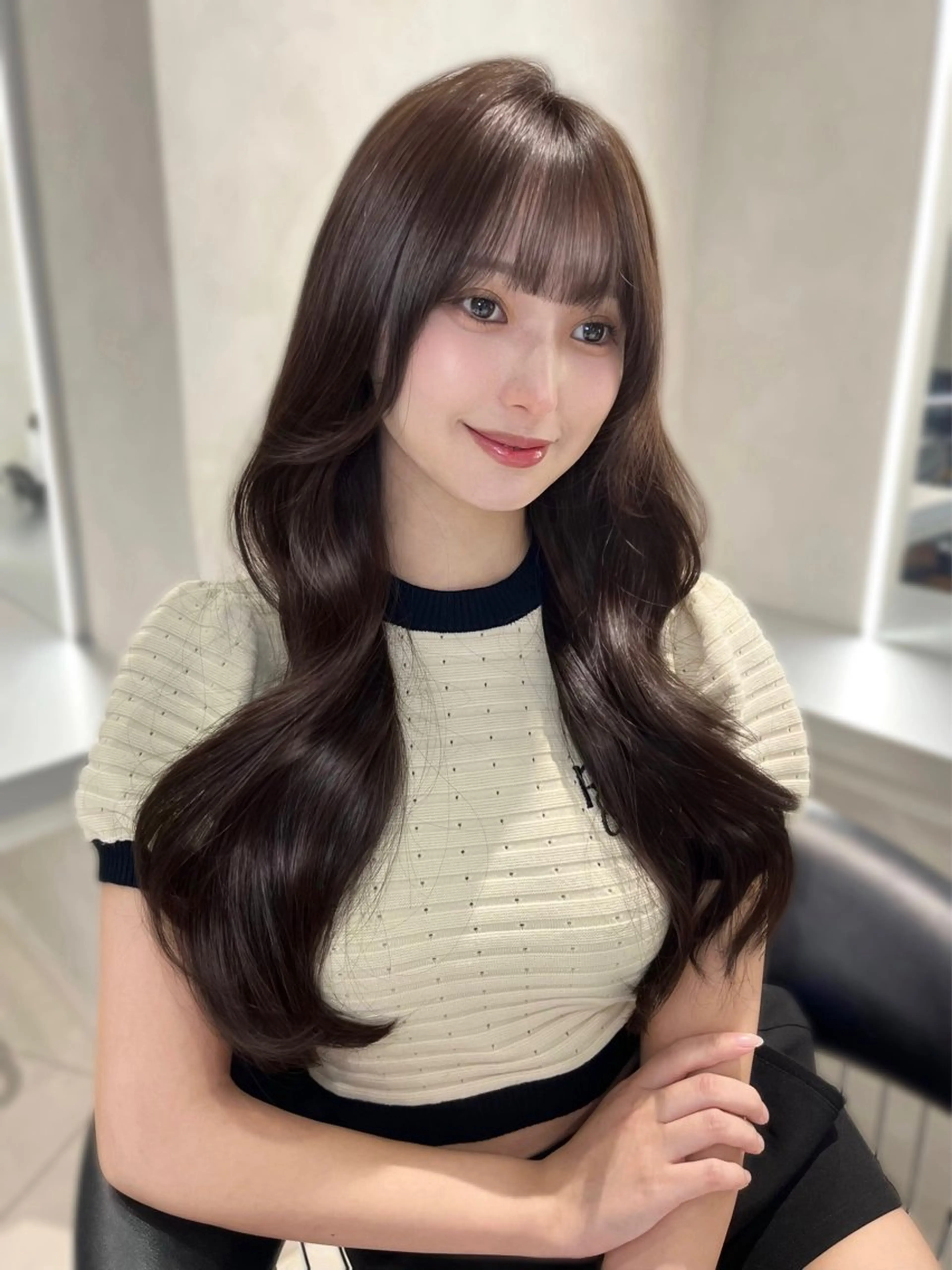 ロング カラー くびれヘア 韓国風ヘア レイヤーカット ヘアカラー トリートメント 韓国ヘア×艶髪🎀 池袋/Rina🩶のヘアスタイル