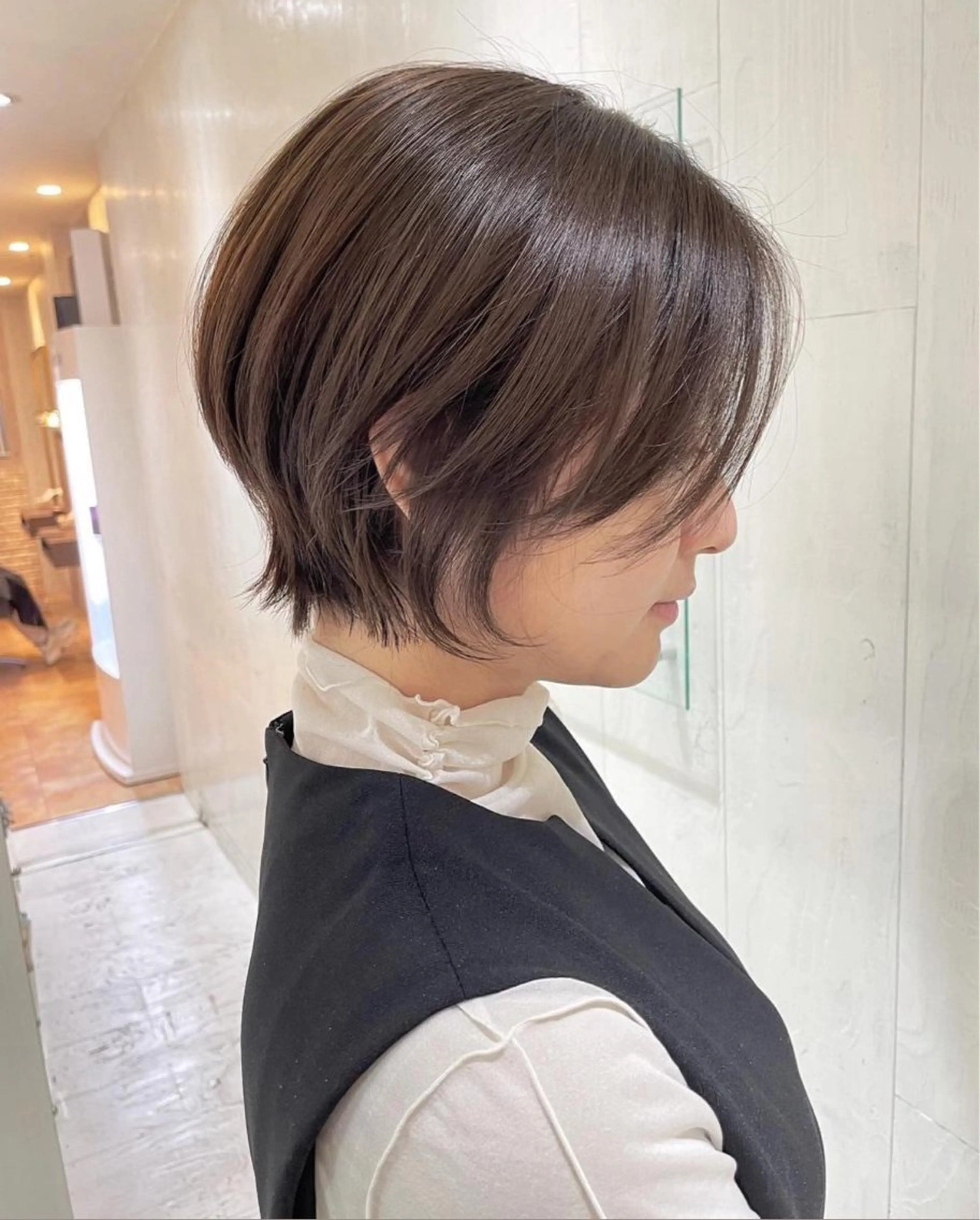 ショート カラー ショートボブ ボブ 顔まわりレイヤー 顔周りカット レイヤーカット カット ヘアカラー トリートメント 河合秀明/ショート /ボブ/レイヤーのヘアスタイル