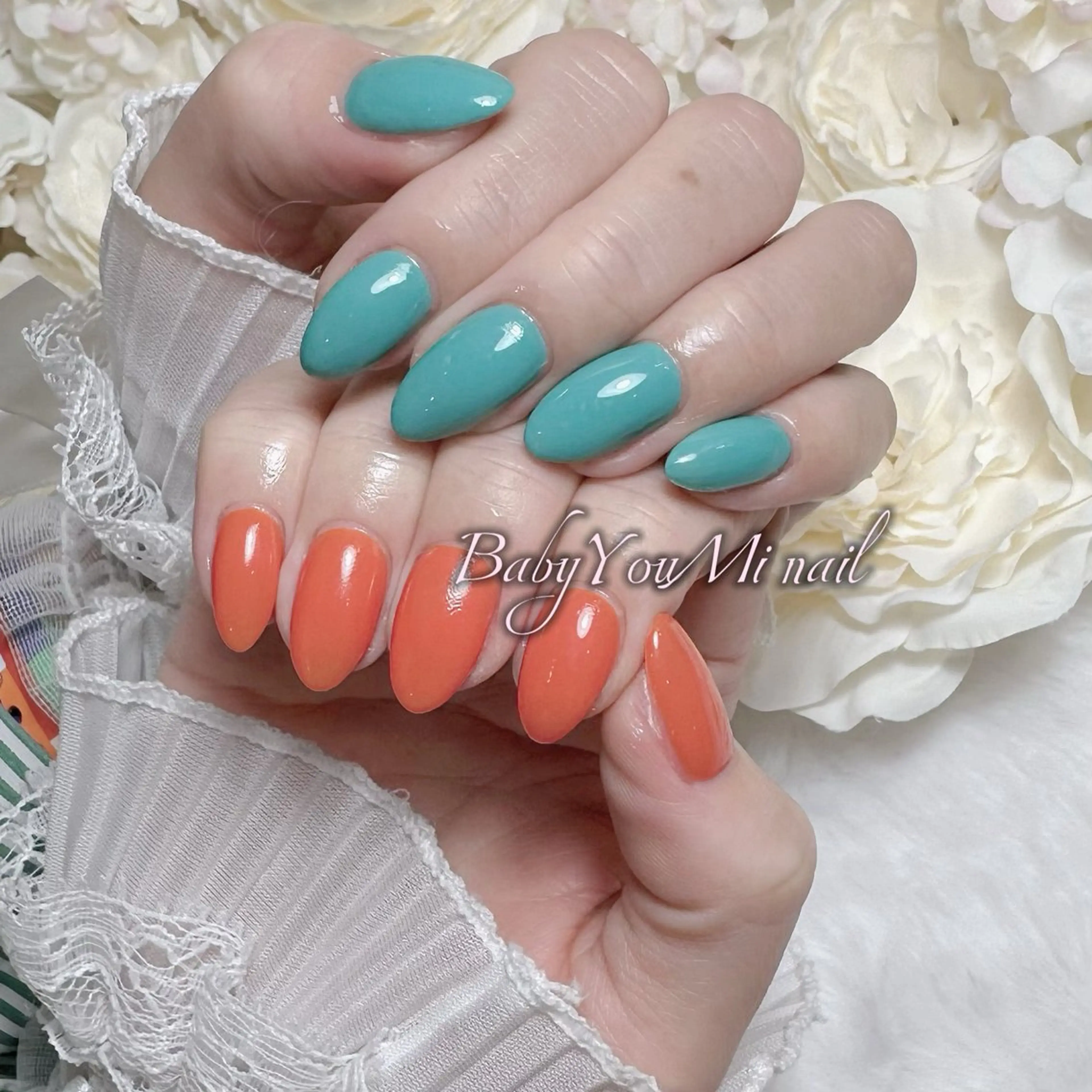 ネイル オーロラネイル チークネイル 成人式 フットネイル フレンチネイル ハンドネイル Oomiya 服部のネイルデザイン