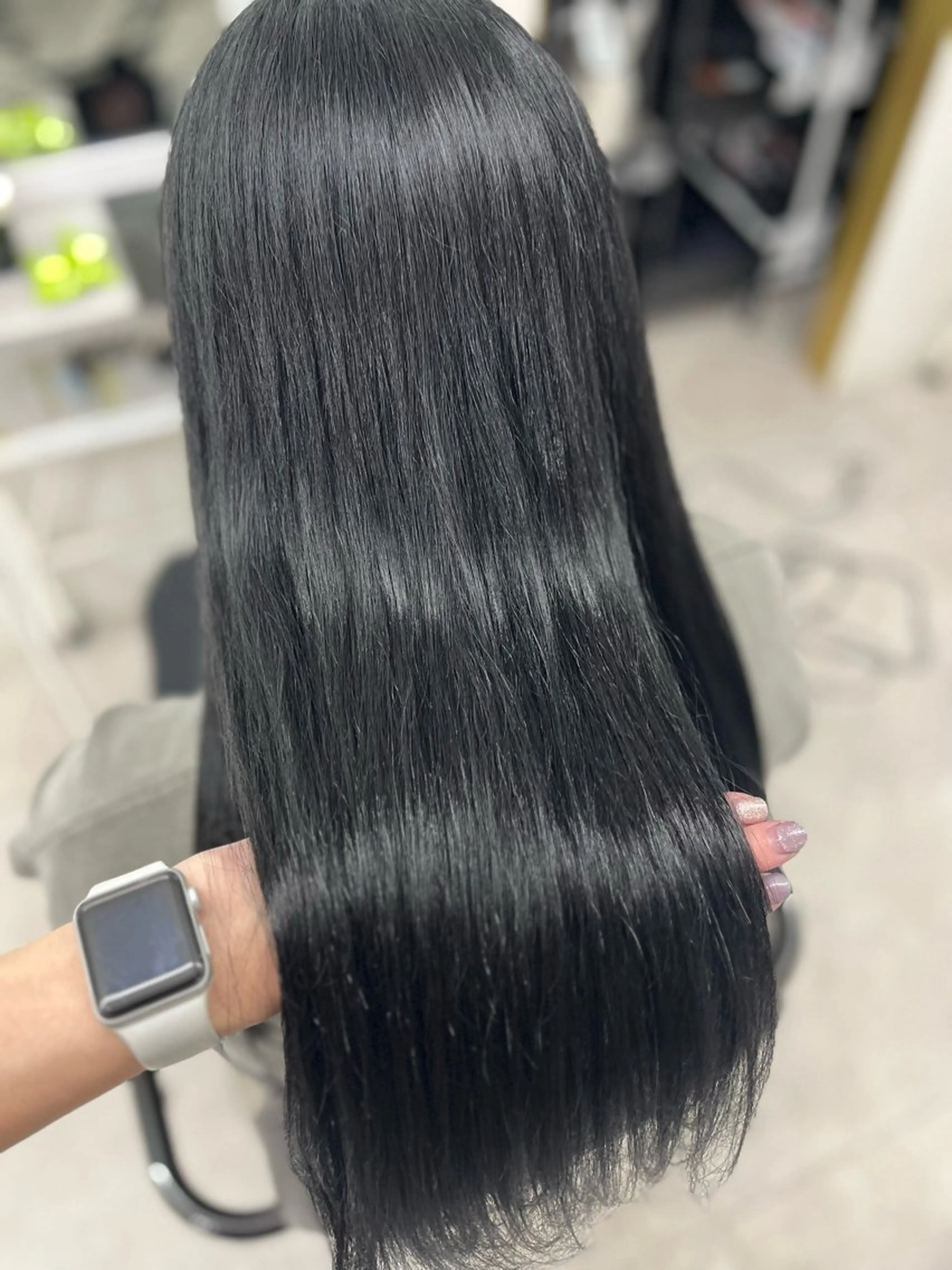 ロング カラー アッシュ アッシュブラック 黒髪 🫧ぷる艶カラー🫧 Yuubi🦩のヘアスタイル