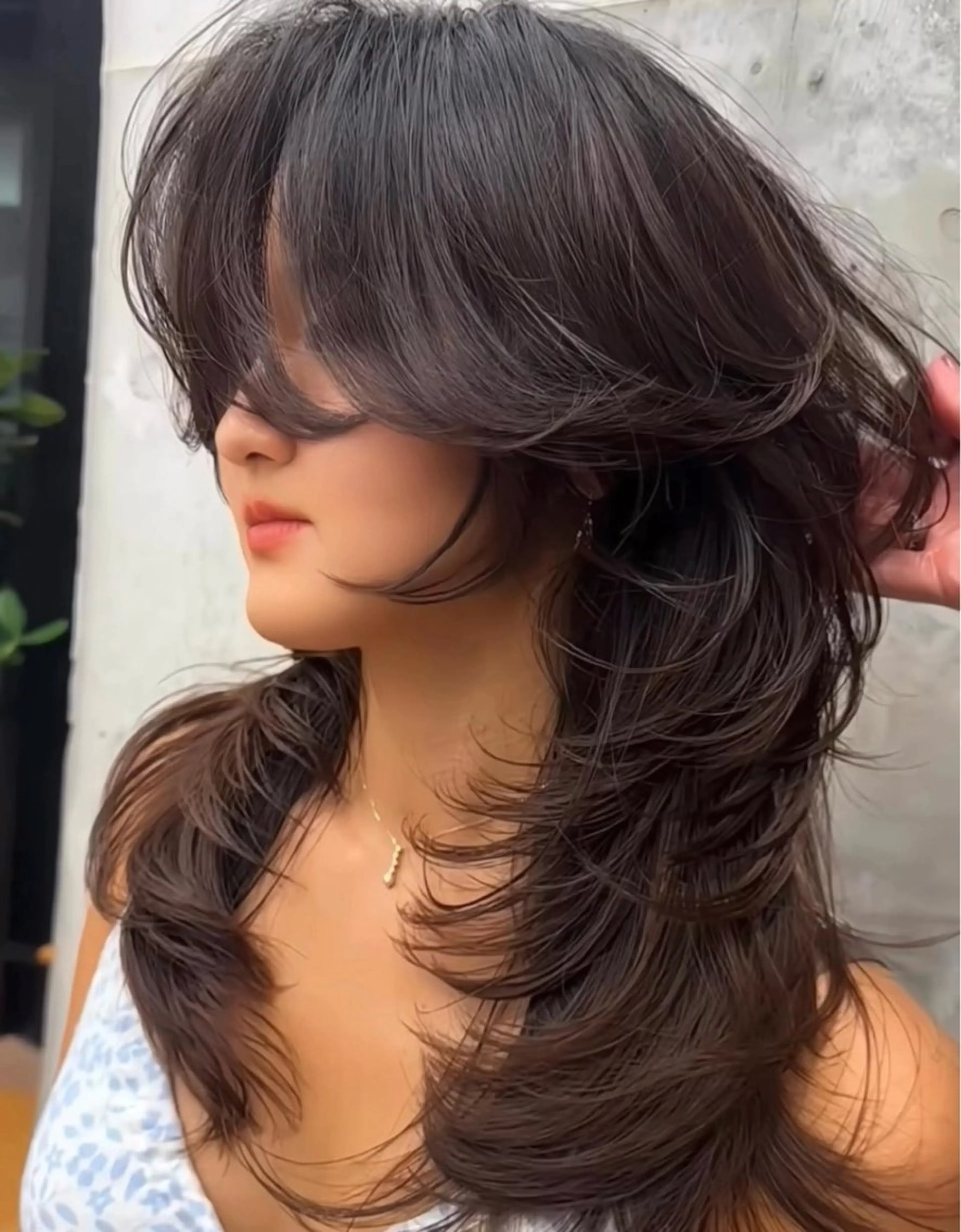 ロング ハッシュカット 韓国風ヘア レイヤーカット kouji メンズバレイヤージュのヘアスタイル