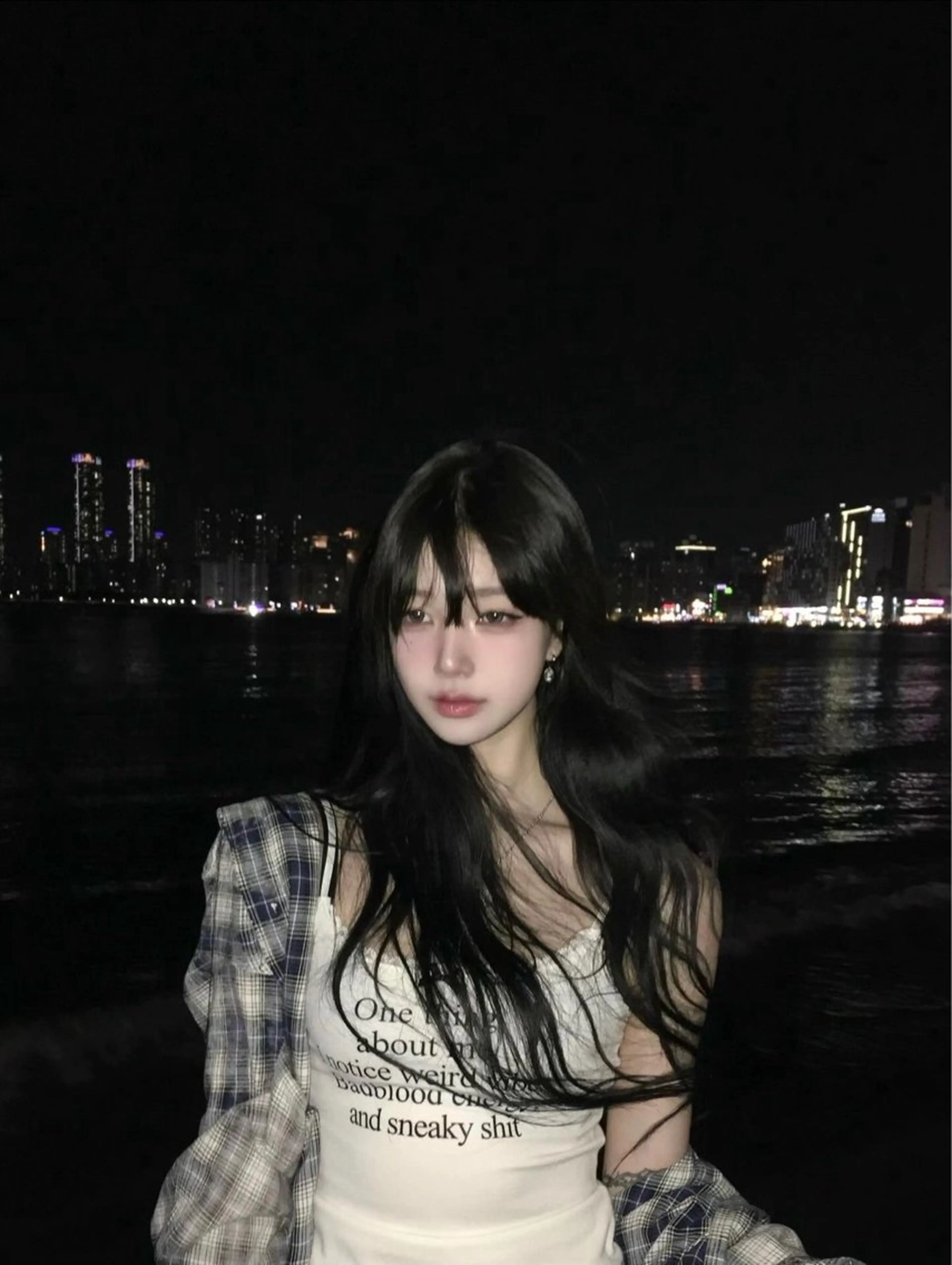 ロング カラー 黒髪 ブルーカラー ケアカラー ラベンダーカラー 小顔カット カット ヘアカラー トリートメント 原宿／ワンホンヘア SAAYA🖤のヘアスタイル