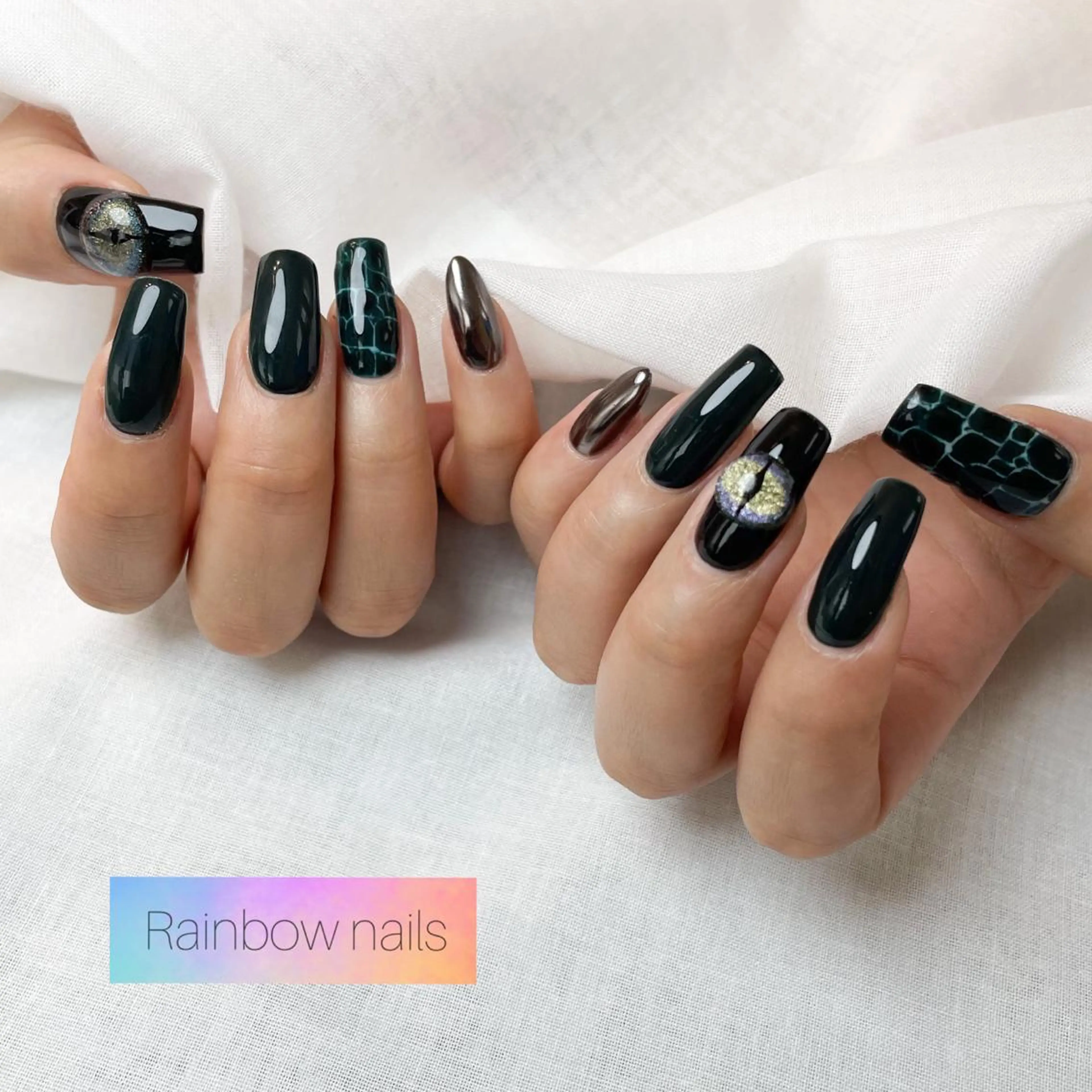 ネイル Rainbow nailsくろちゃんのネイルデザイン