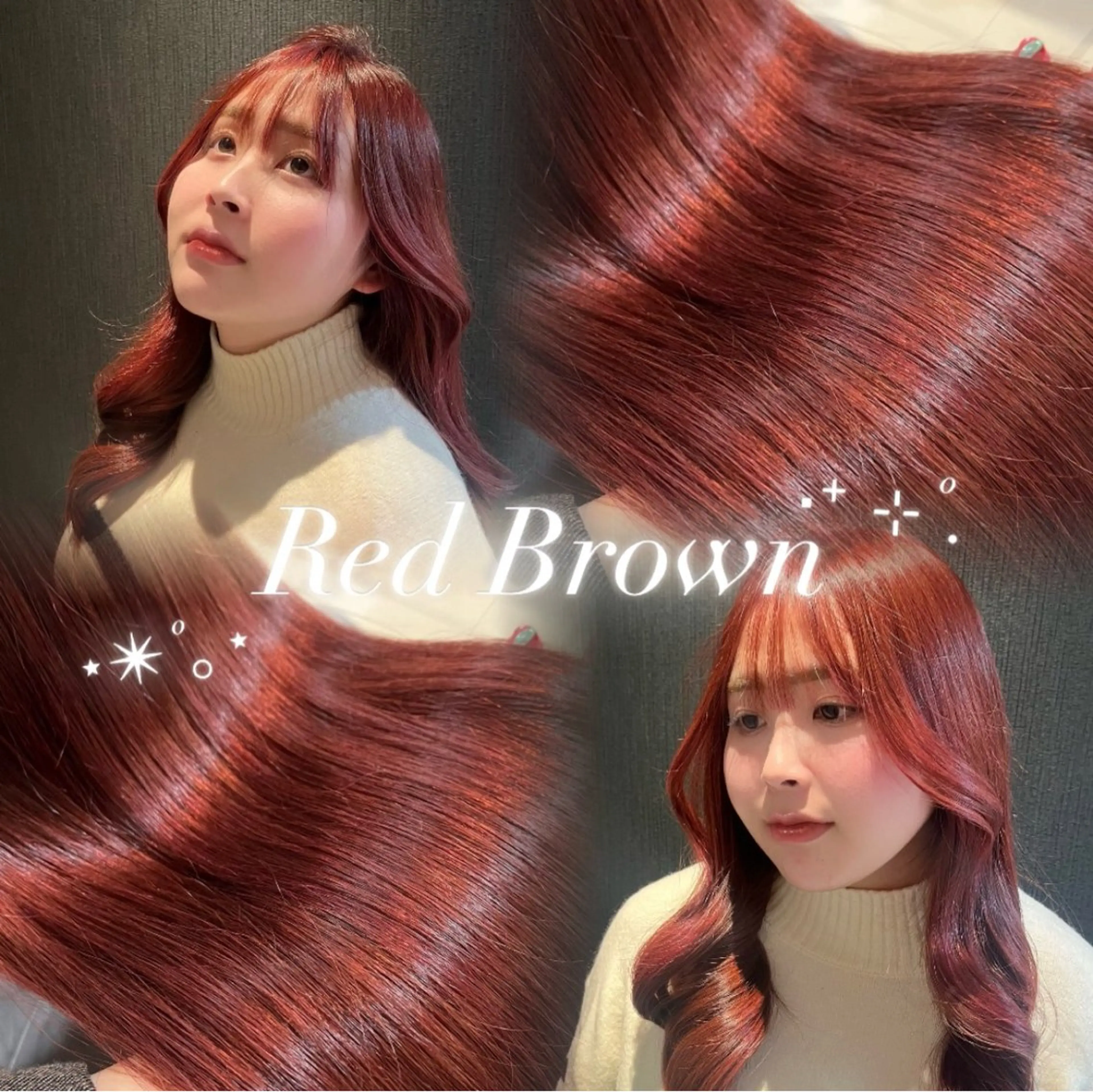 ロング カラー ブラウンカラー レッドカラー レッドブラウン ヘアカラー レイヤーカット/ フェミニン💕/鏡のヘアスタイル