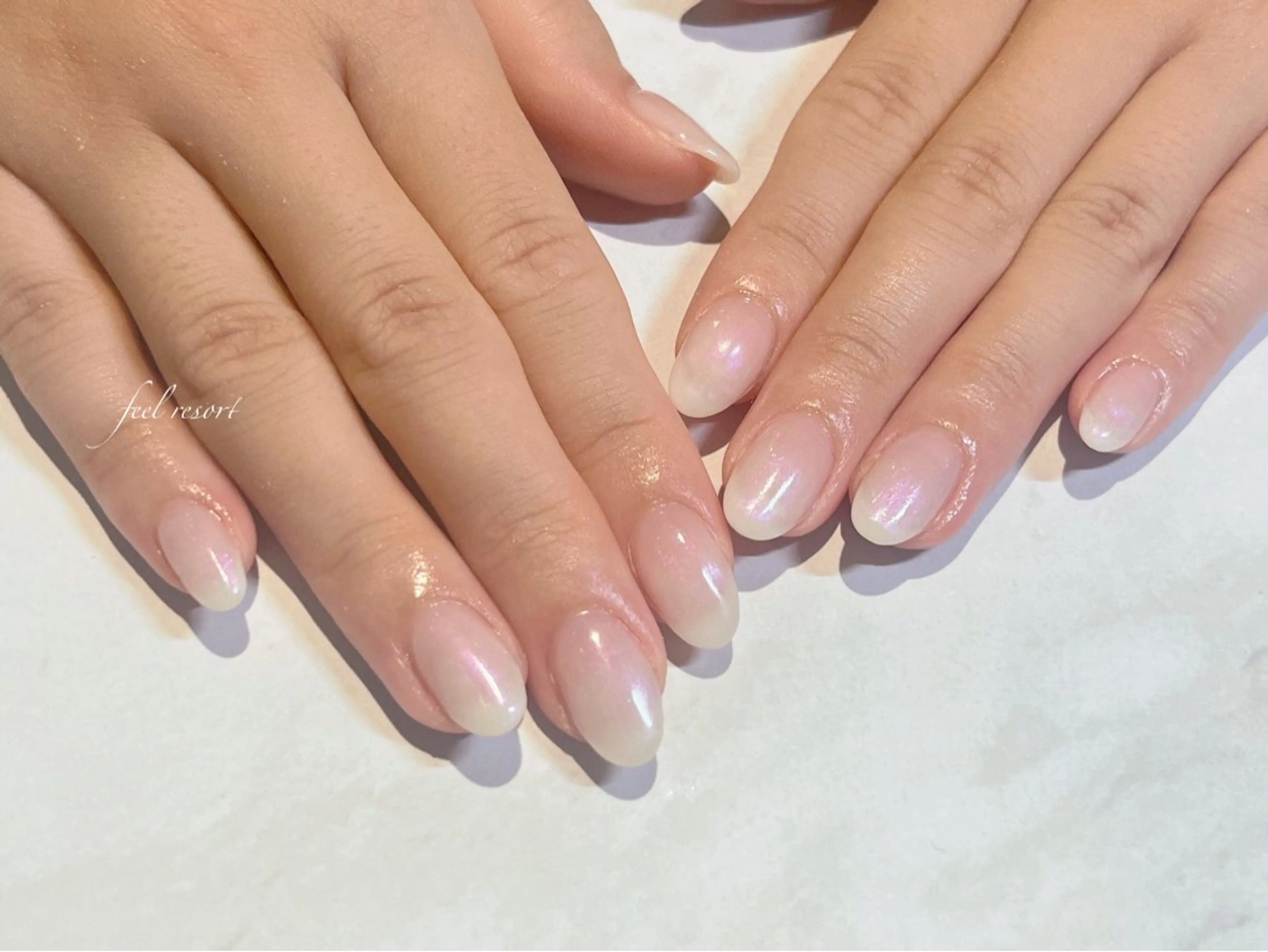 ネイル 長さ出し フットネイル フレンチネイル ジェルネイル ガラスフレンチ ハンドネイル Lien（リアン） 銀座駅6分のネイルデザイン