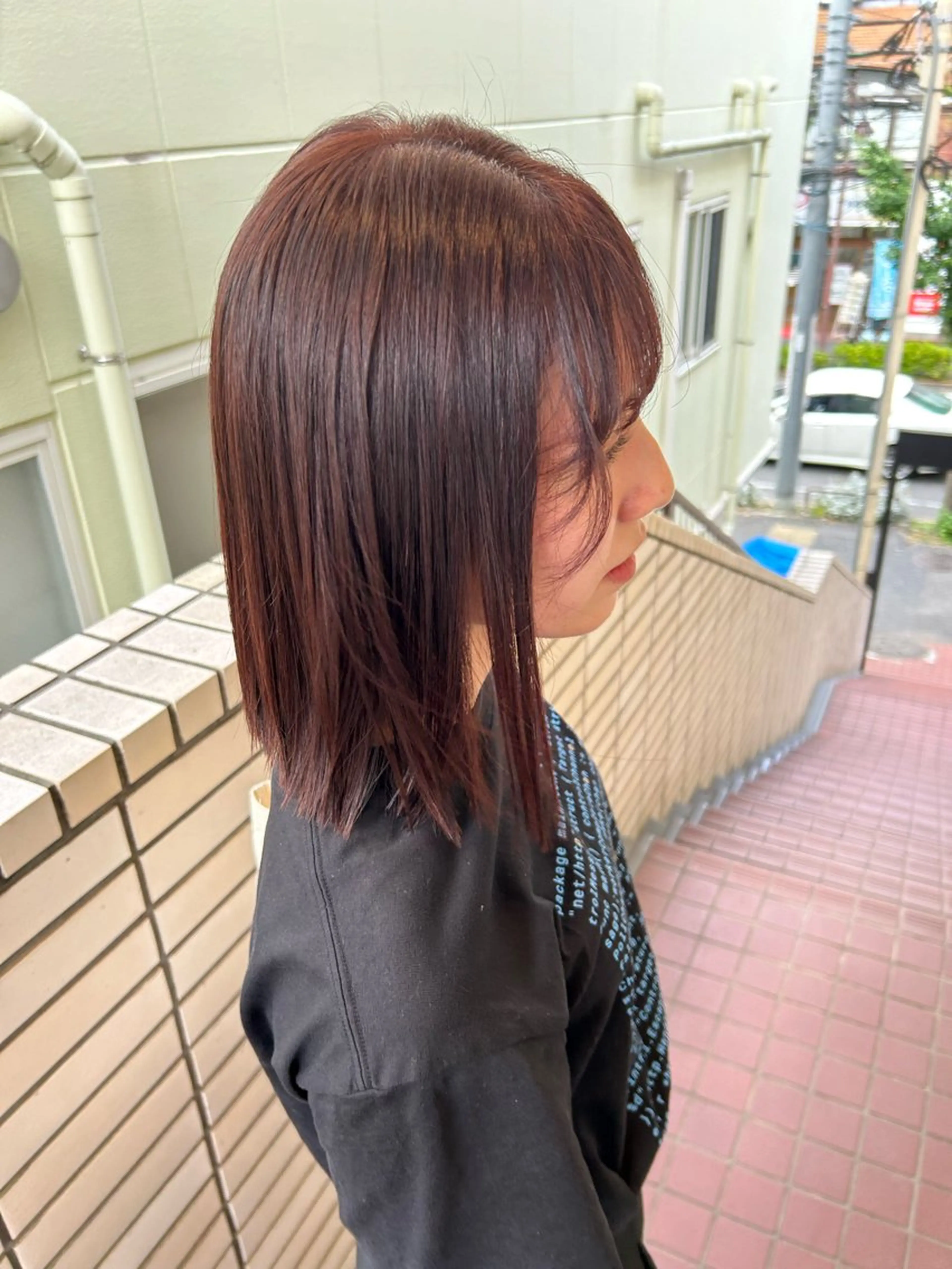 ミディアム ヘアカラー 艶カラー/レイヤー /メンズ/マツエクのヘアスタイル