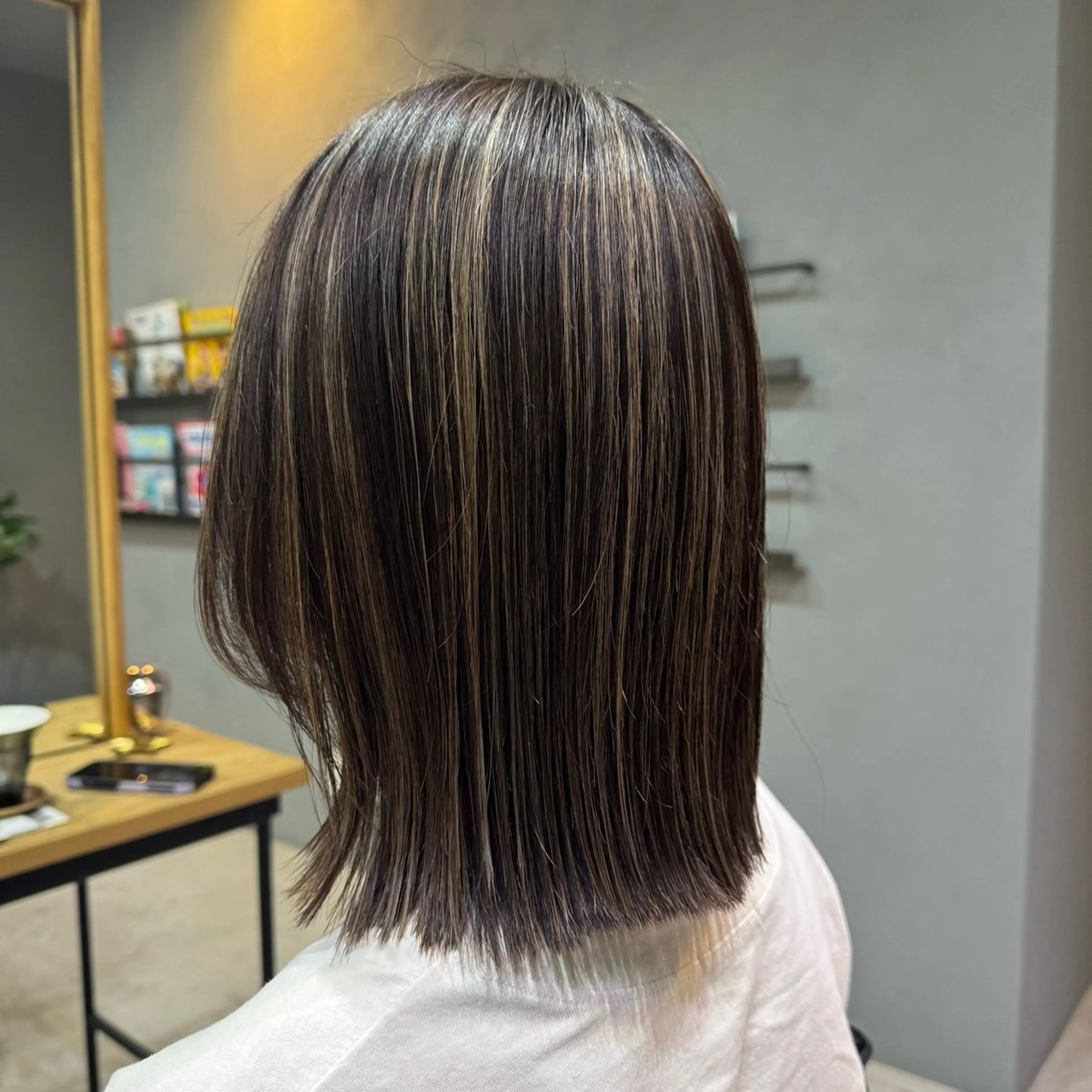 ミディアム ハイライト カット ヘアカラー カラー/ 髪質改善/新吾ありさのヘアスタイル