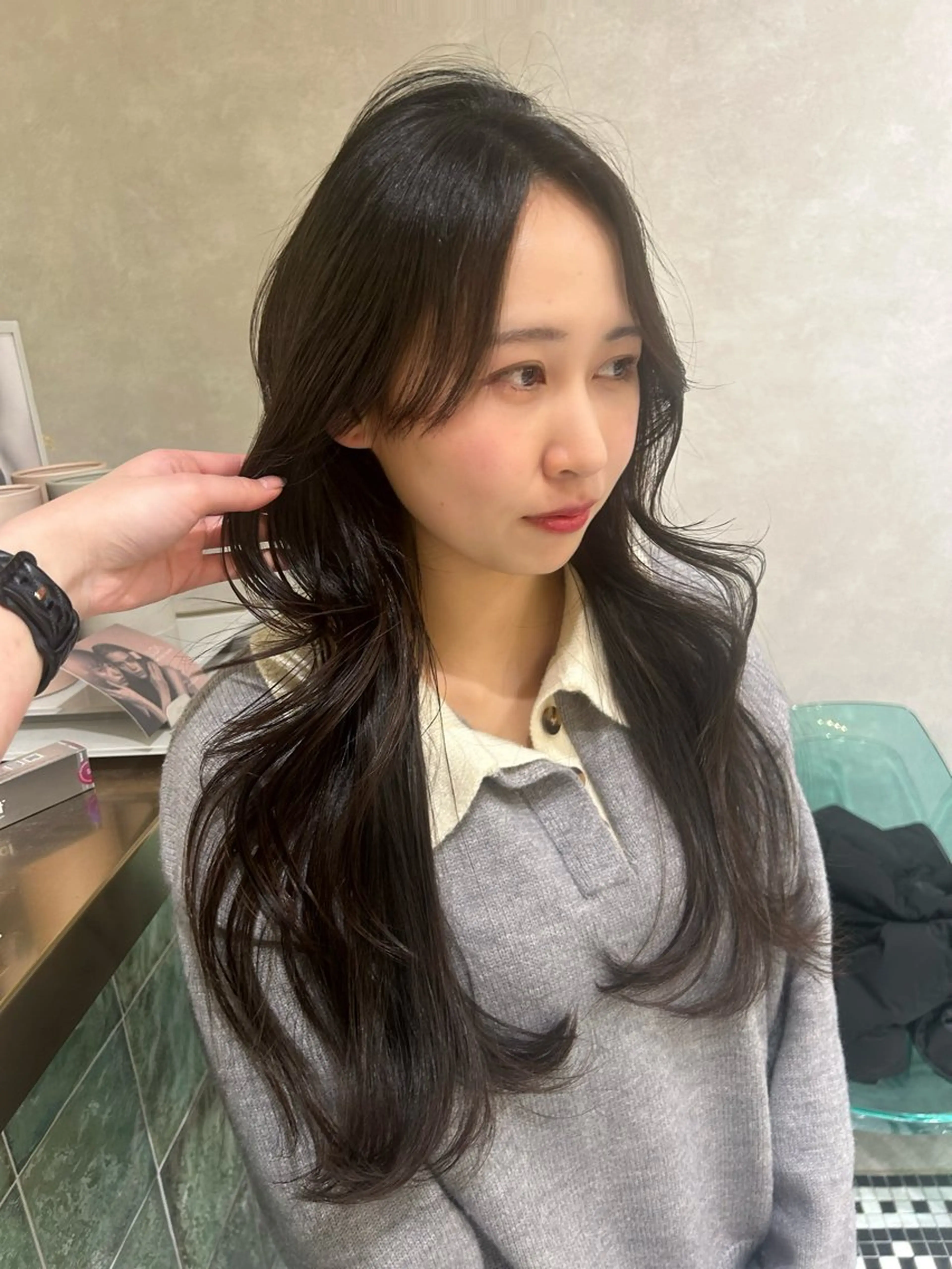 ロング ヘアカラー トリートメント レイヤーカット メンズカット　ゆめのヘアスタイル