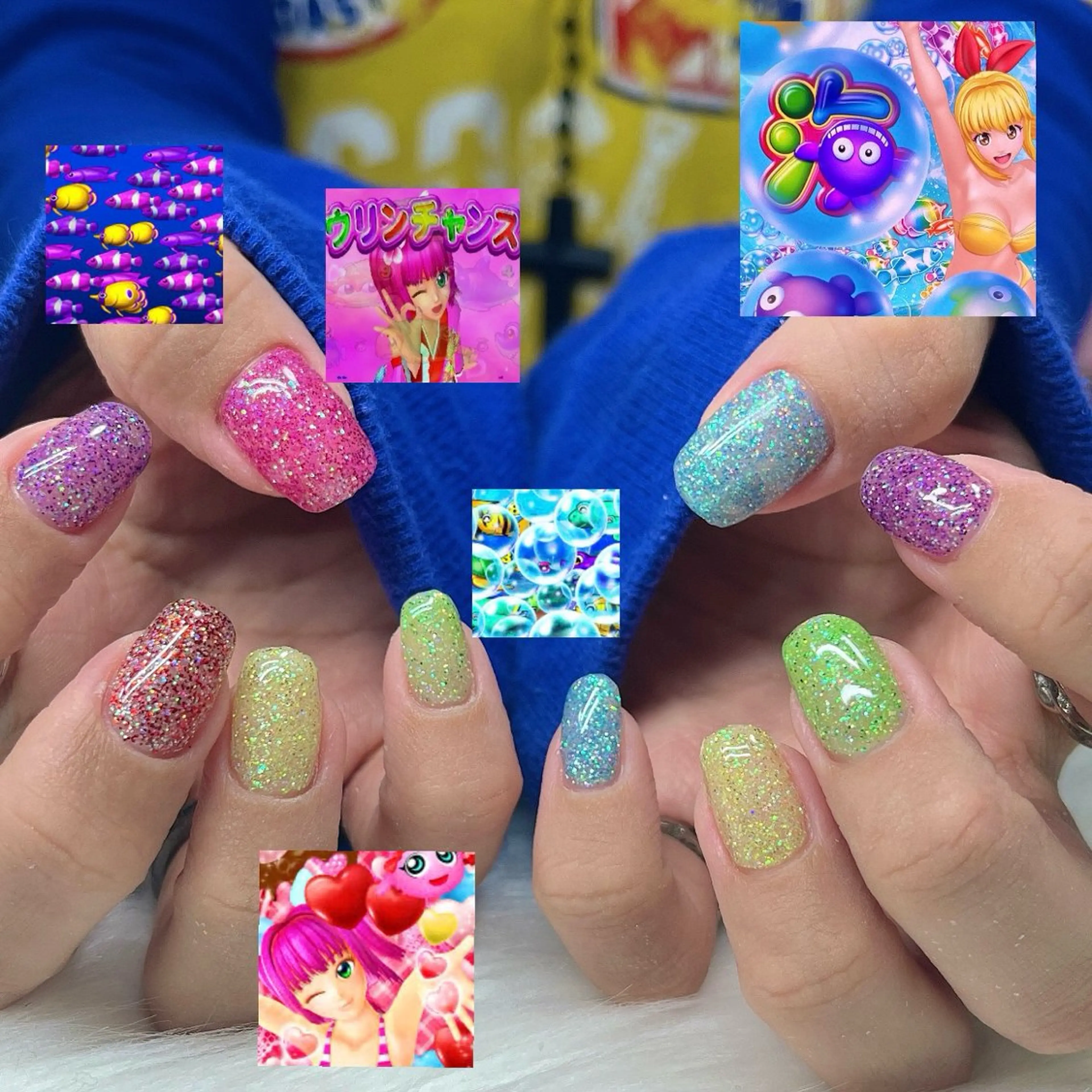 ネイル アートネイル キラキラネイル 韓国ネイル ラメ(グリッター) ロングネイル ハンドネイル 🐕‍🦺Yappy 💗A-tanのネイルデザイン