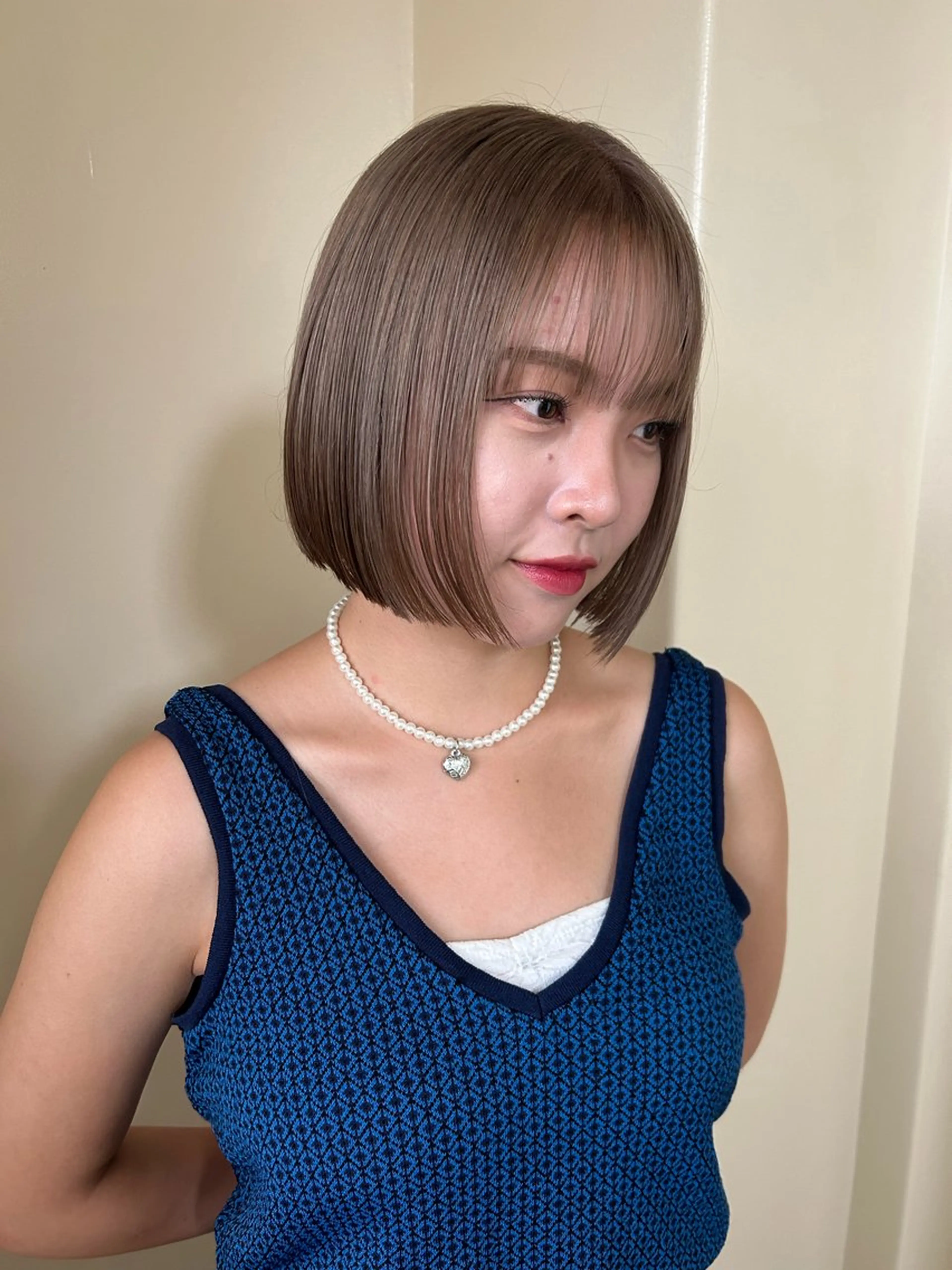 ショート カラー ベージュカラー ミルクティーベージュ ボブ カット トリートメント ☕️結【suii.】 ボブ/ヘアセット☕️のヘアスタイル