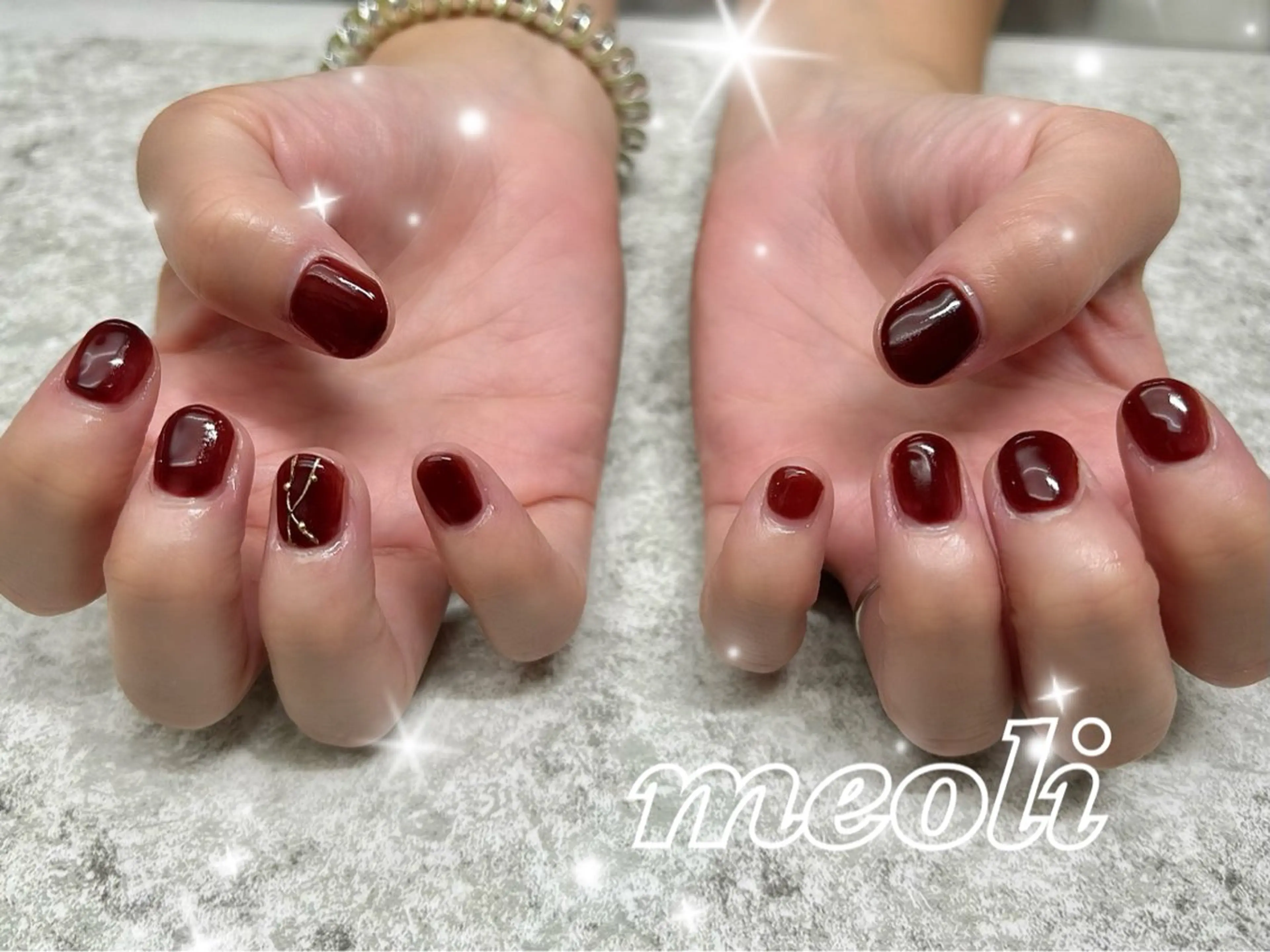 ネイル ボルドー フットネイル nail salon meoli　アヤのネイルデザイン