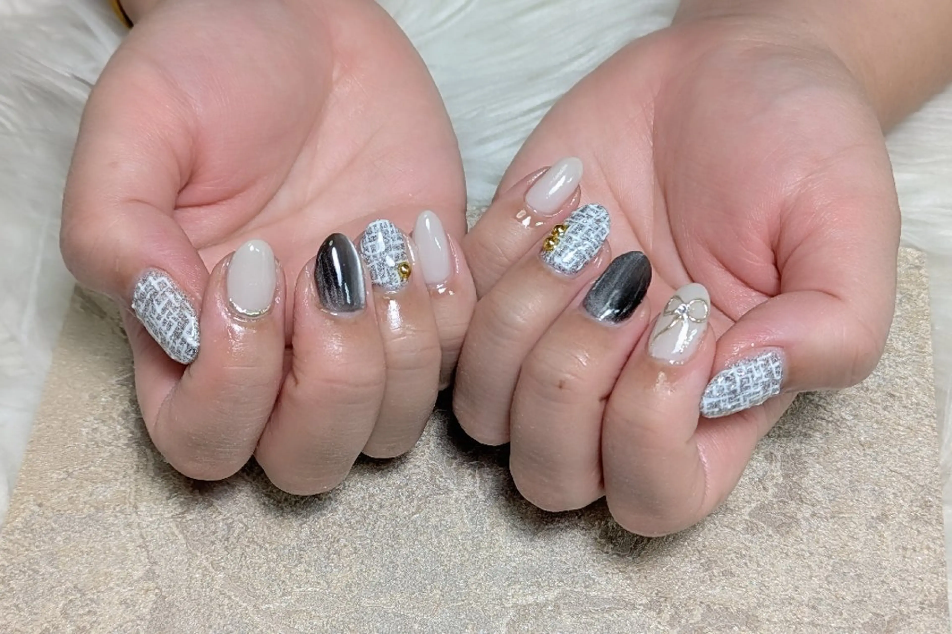 ネイル ツイードネイル ハンドネイル m&pPrivate nailsalonのネイルデザイン