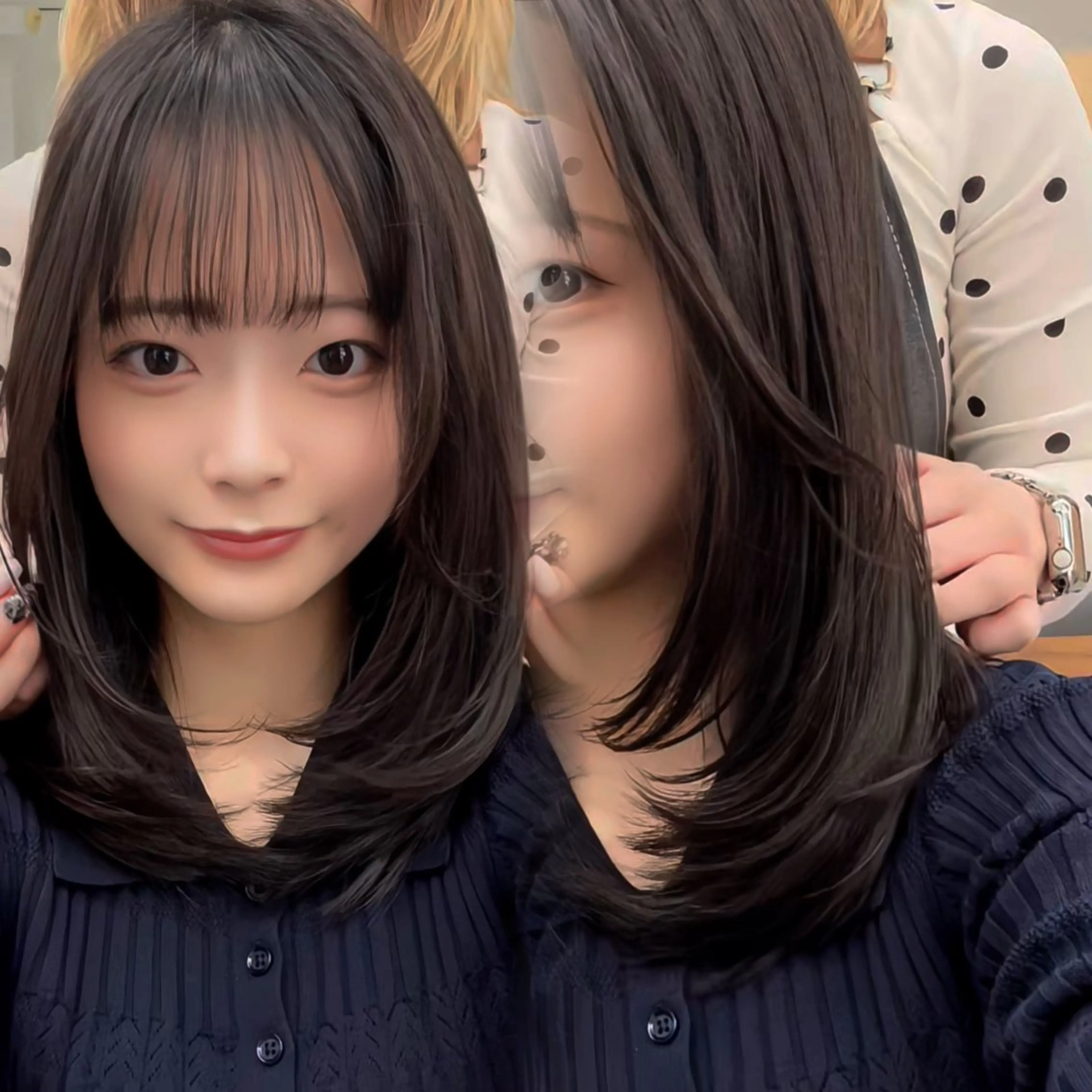 ミディアム カット トリートメント ブリーチなしWカラー /レイヤー/セイナのヘアスタイル