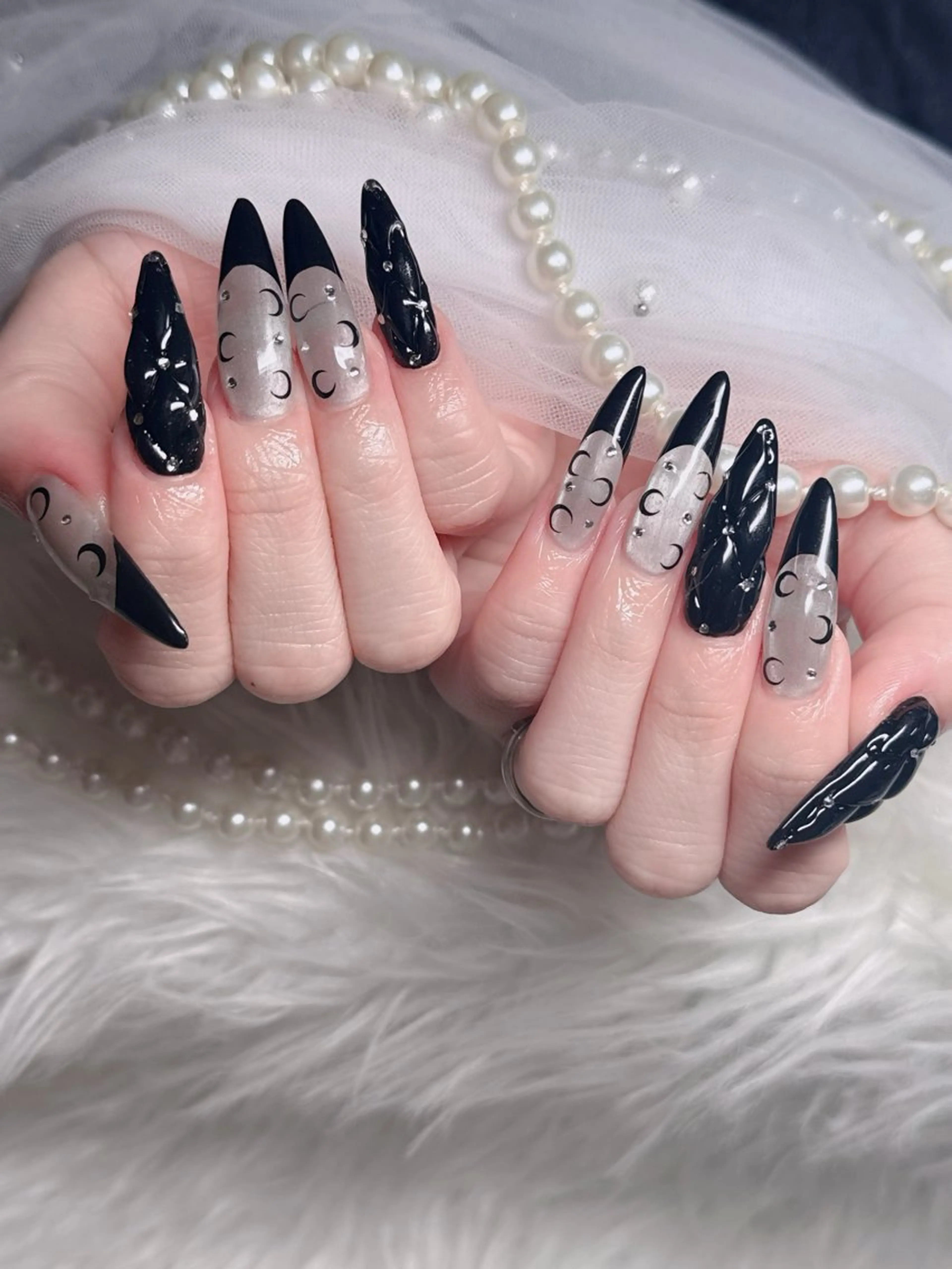 ネイル アートネイル ボルドー フレンチネイル ジェルネイル 氷ネイル・うるうるネイル ハンドネイル H.baby Nail Salonのネイルデザイン