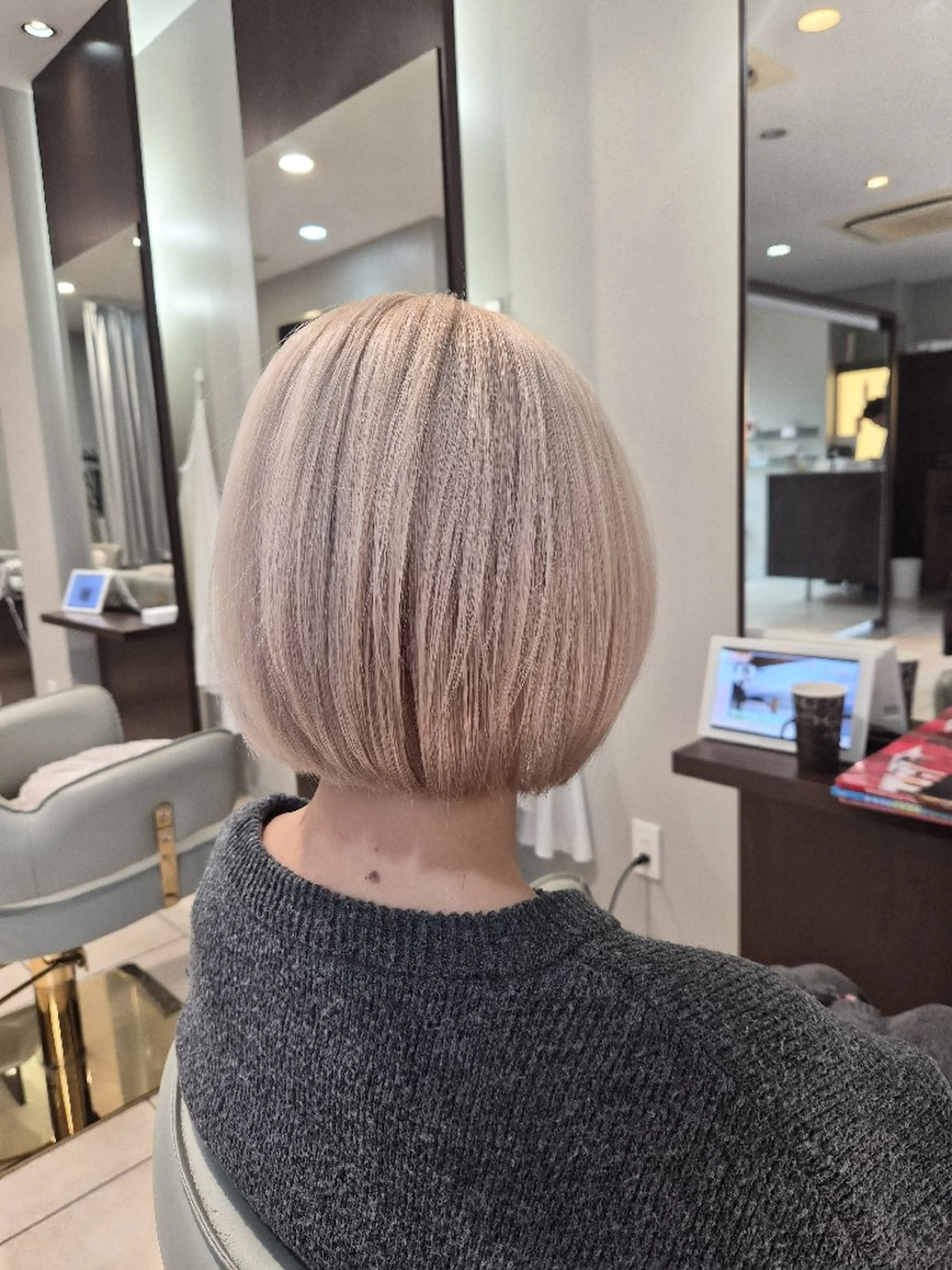 ショート カラー ヘアカラー 雅/ダブルカラー/ 白髪ぼかしハイライトのヘアスタイル