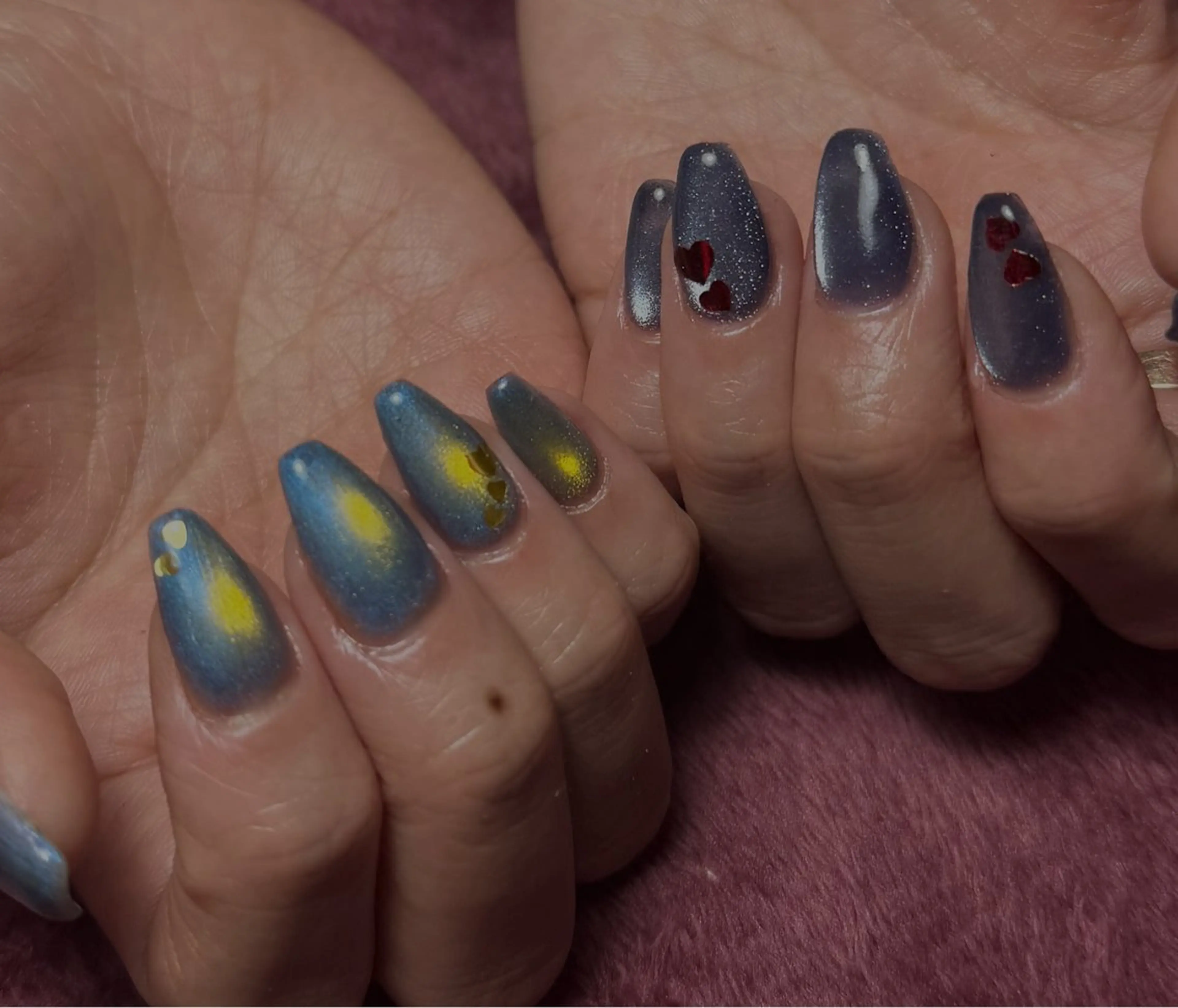 ネイル 長さ出し ジェルネイル ハート マグネットネイル メンズネイル ハンドネイル MIMnail メンズネイリストのネイルデザイン