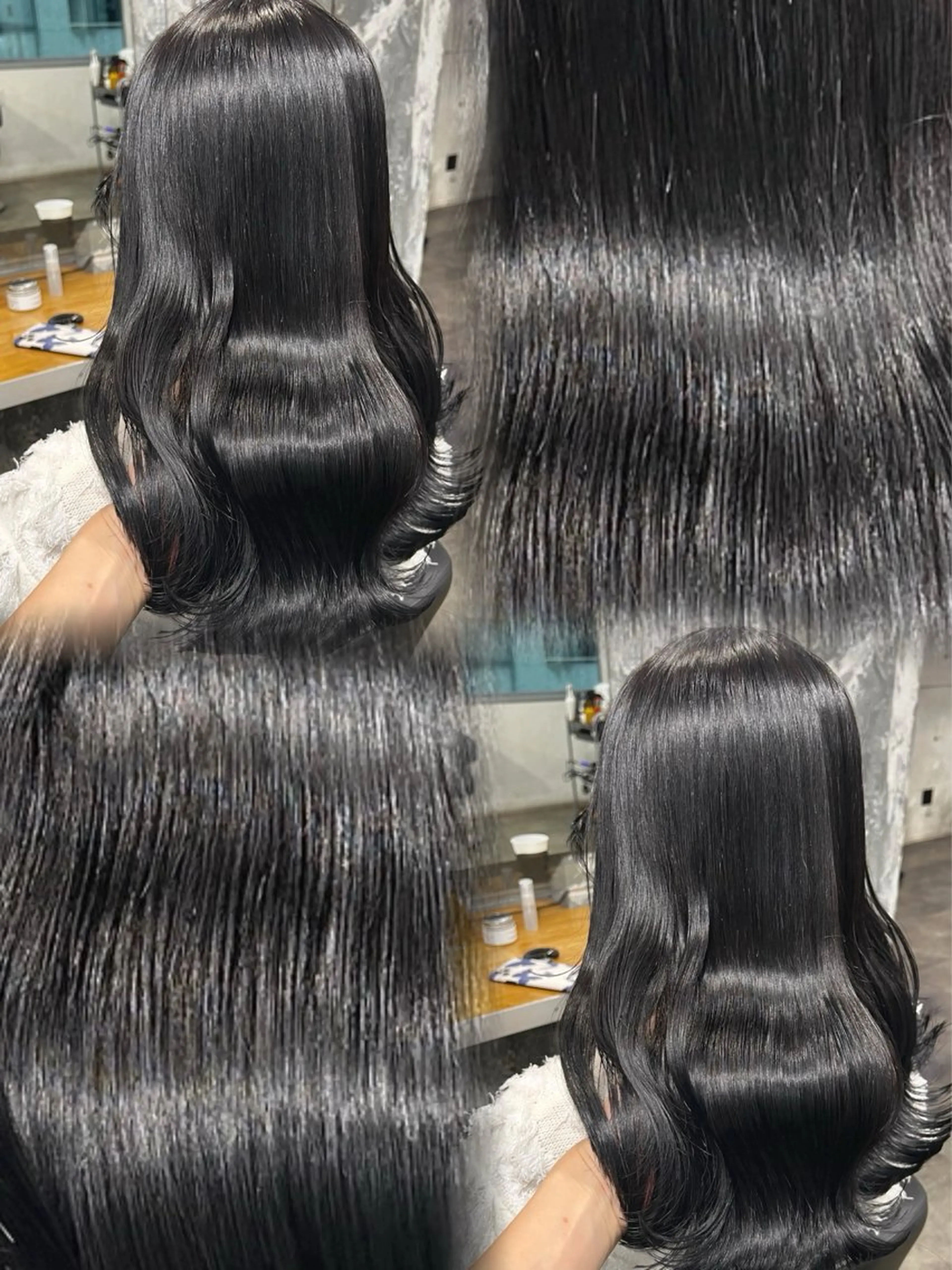 セミロング カラー パーマ ヘアアレンジ メンズ キッズ 🦋韓国レイヤー｜ 透明感グレージュ🦋のヘアスタイル