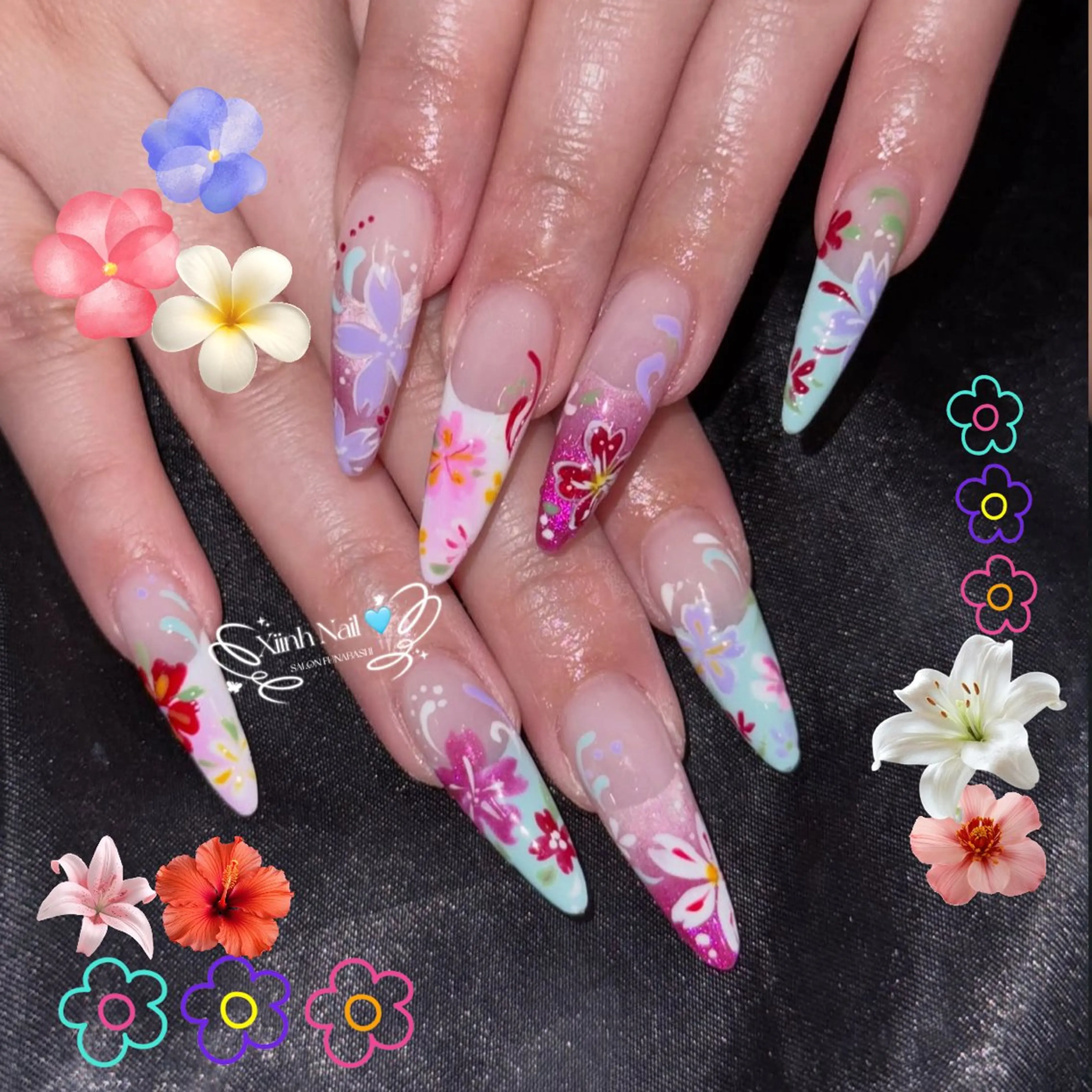 ネイル チークネイル 桜ネイル 長さ出し フットネイル ジェルネイル ハンドネイル XIINH NAIL SALONのネイルデザイン