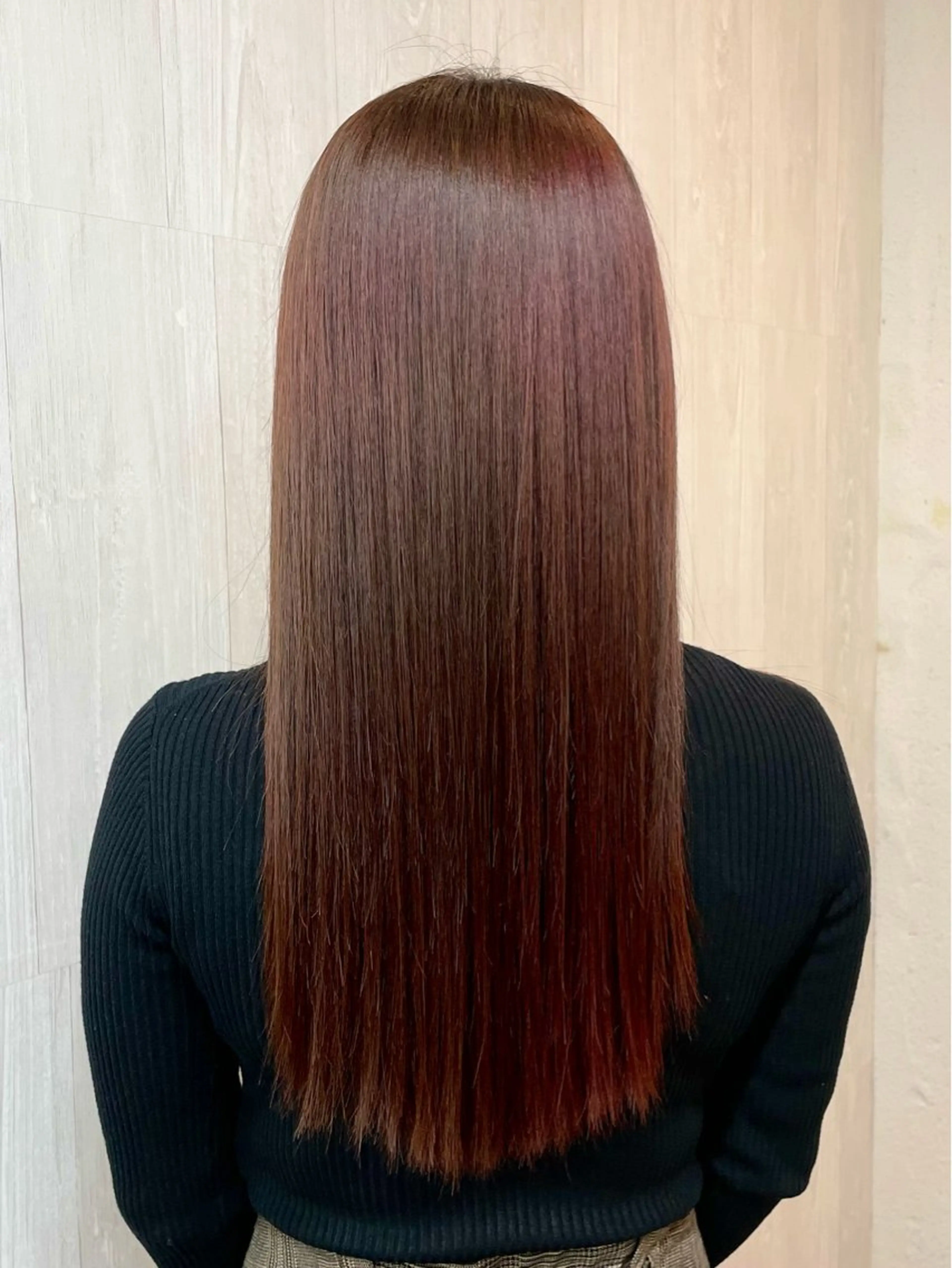 ロング カラー レッドカラー ヘアカラー トリートメント GLOSS 心斎橋 山上のヘアスタイル