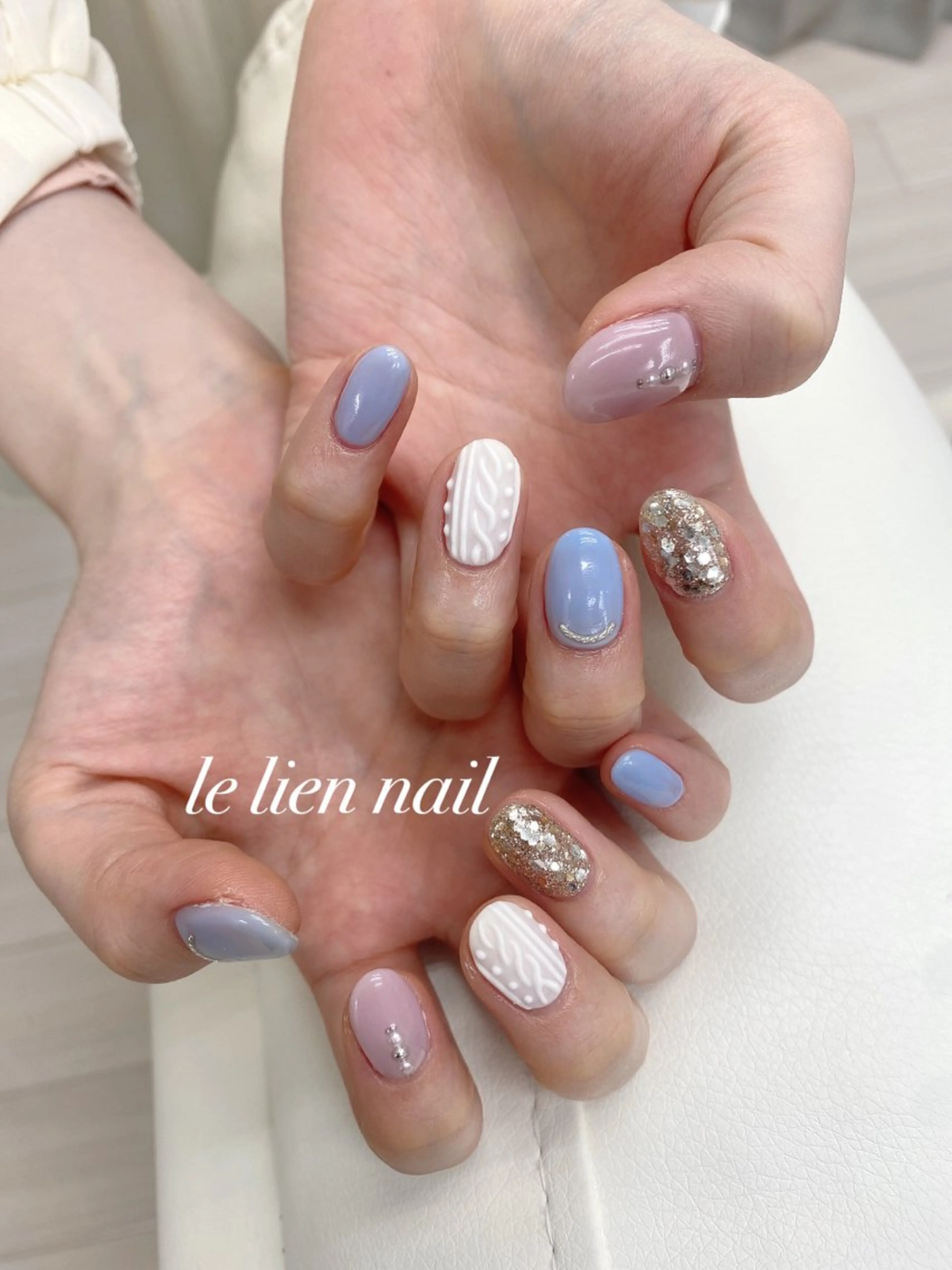 ネイル アートネイル キラキラネイル 冬ネイル le lien nailのネイルデザイン