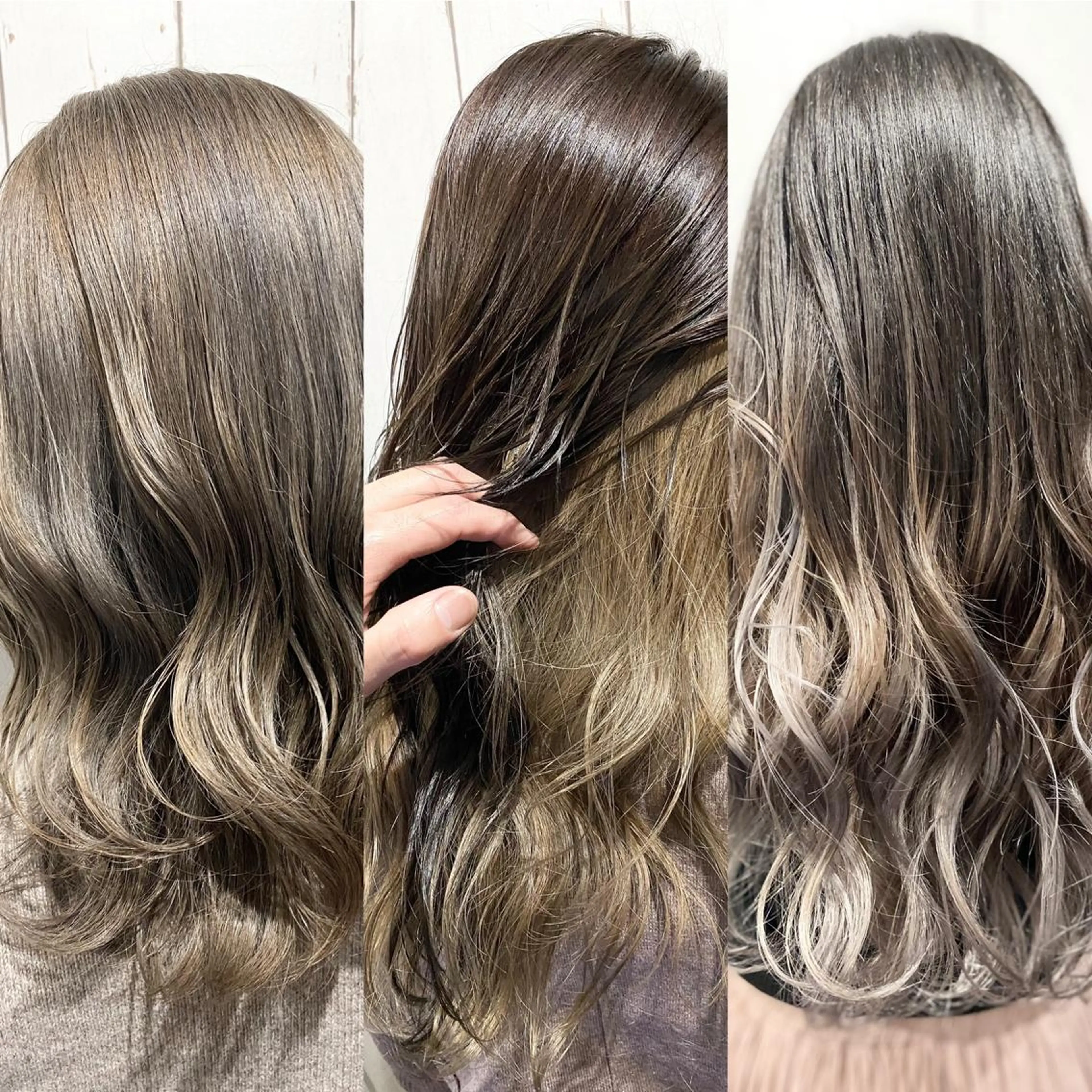 ミディアム カラー パーマ ヘアアレンジ アッシュ バレイヤージュ ベージュカラー ブリーチ 透明感カラー 👑指名率No.1 👑坂口飛翔のヘアスタイル