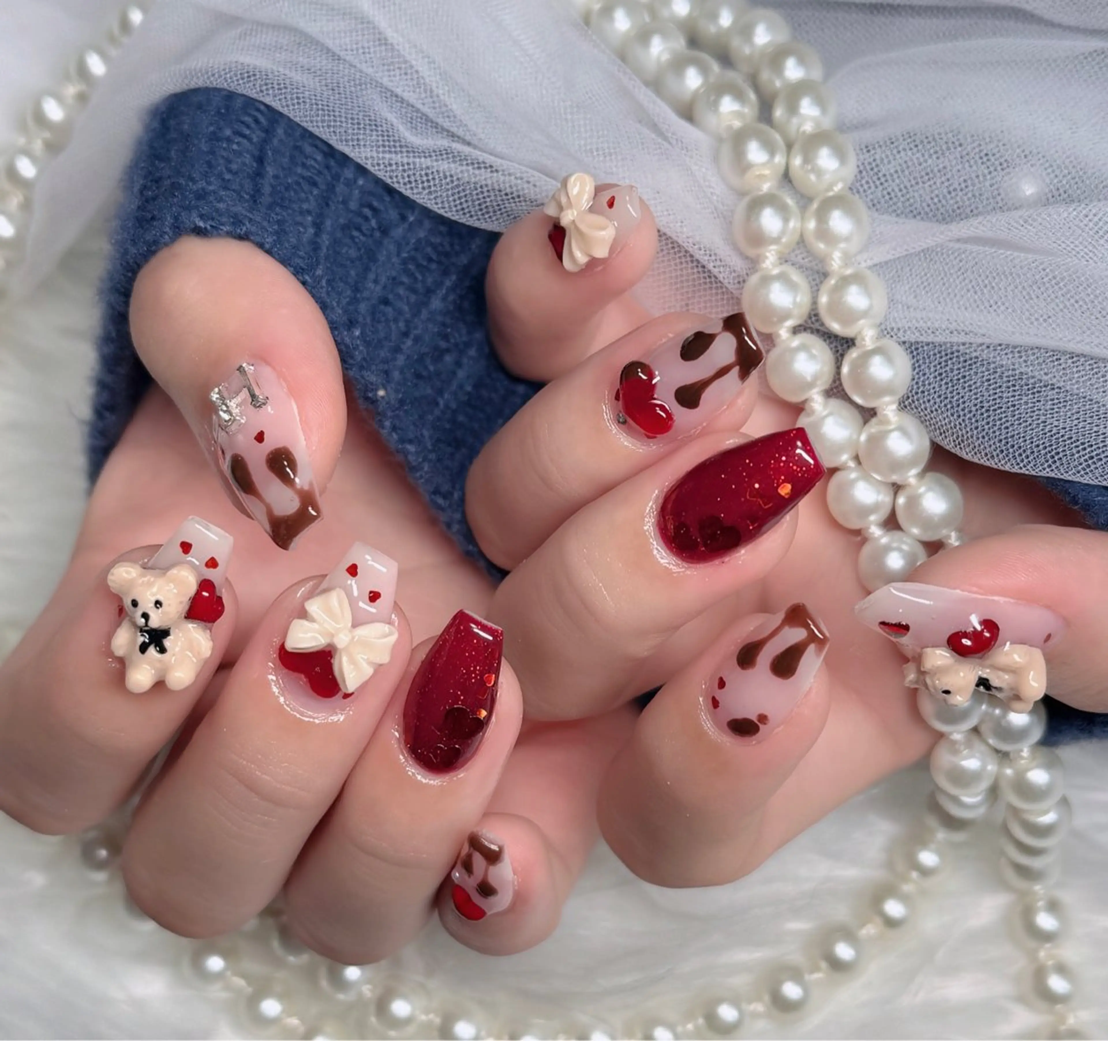ネイル フレンチネイル ジェルネイル ハロウィン 韓国ネイル マグネットネイル ハンドネイル Hbaby nailのネイルデザイン