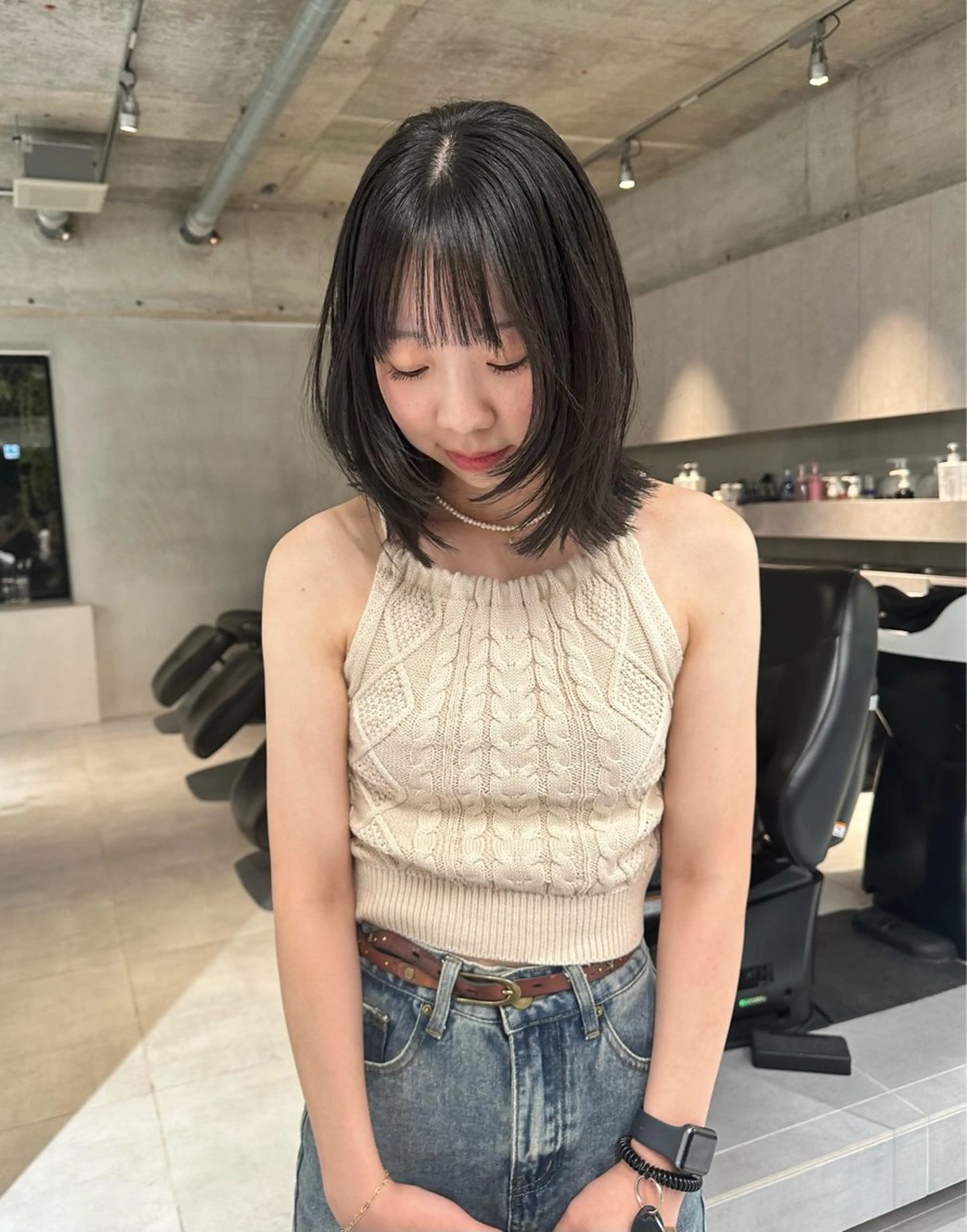 ミディアム 顔まわりレイヤー 顔周りカット レイヤーカット ボブ/似合わせ レイヤーcocomoのヘアスタイル