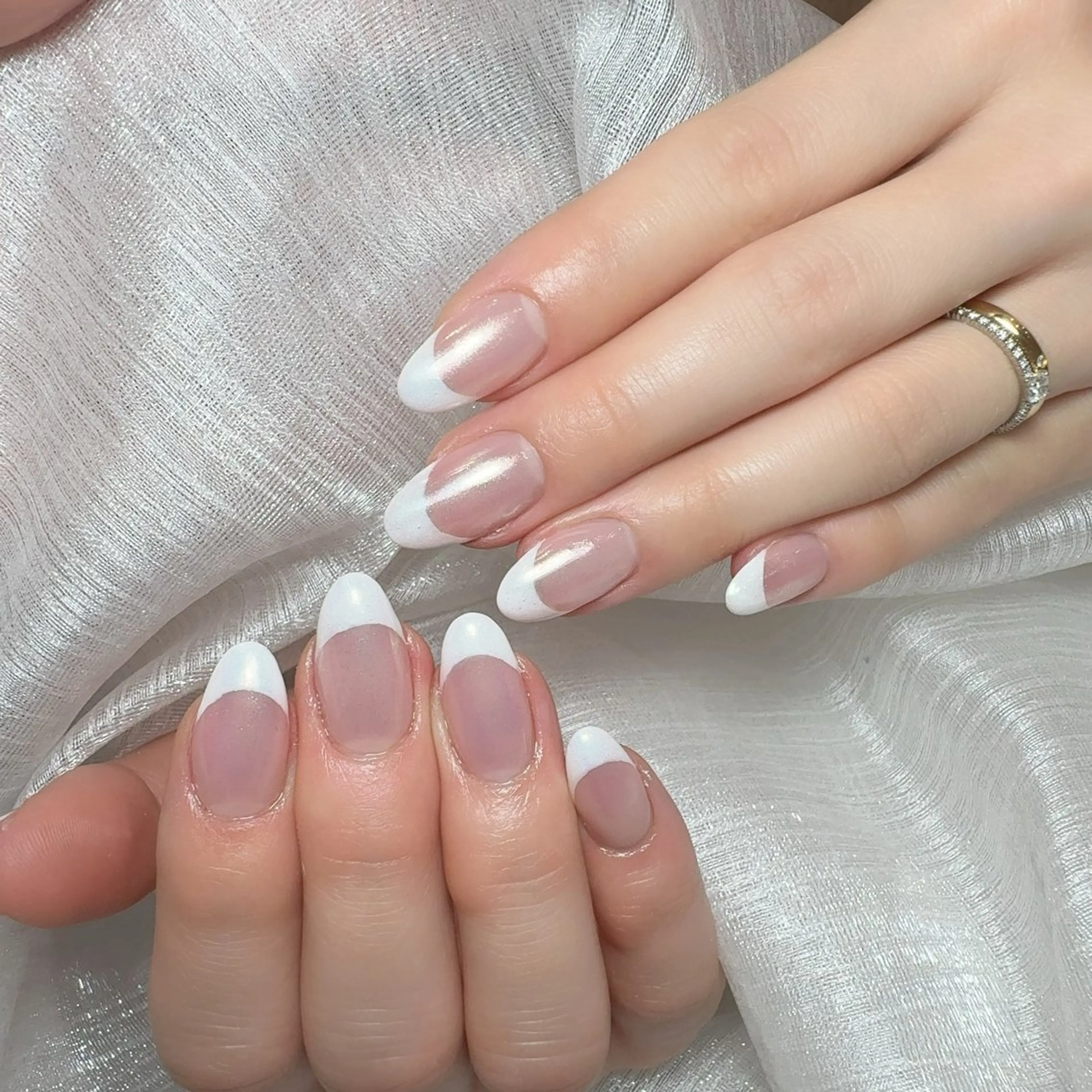 ネイル アートネイル フラッシュネイル フレンチネイル ジェルネイル ガラスフレンチ You&Me Yukiのネイルデザイン