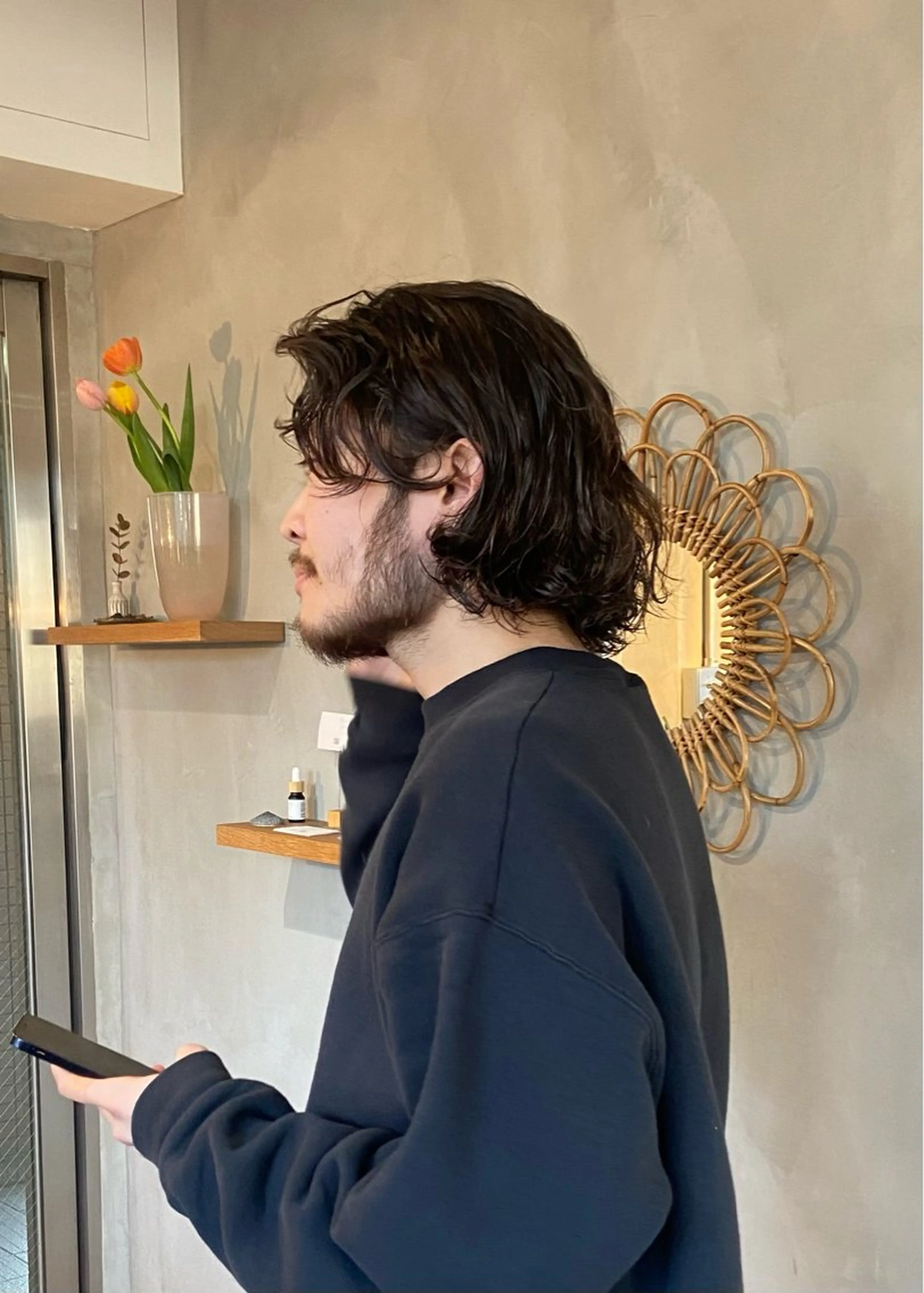 ミディアム パーマ メンズ ミディアムパーマ メンズパーマ 大人メンズショート/ ナチュラルヘア/福田のヘアスタイル