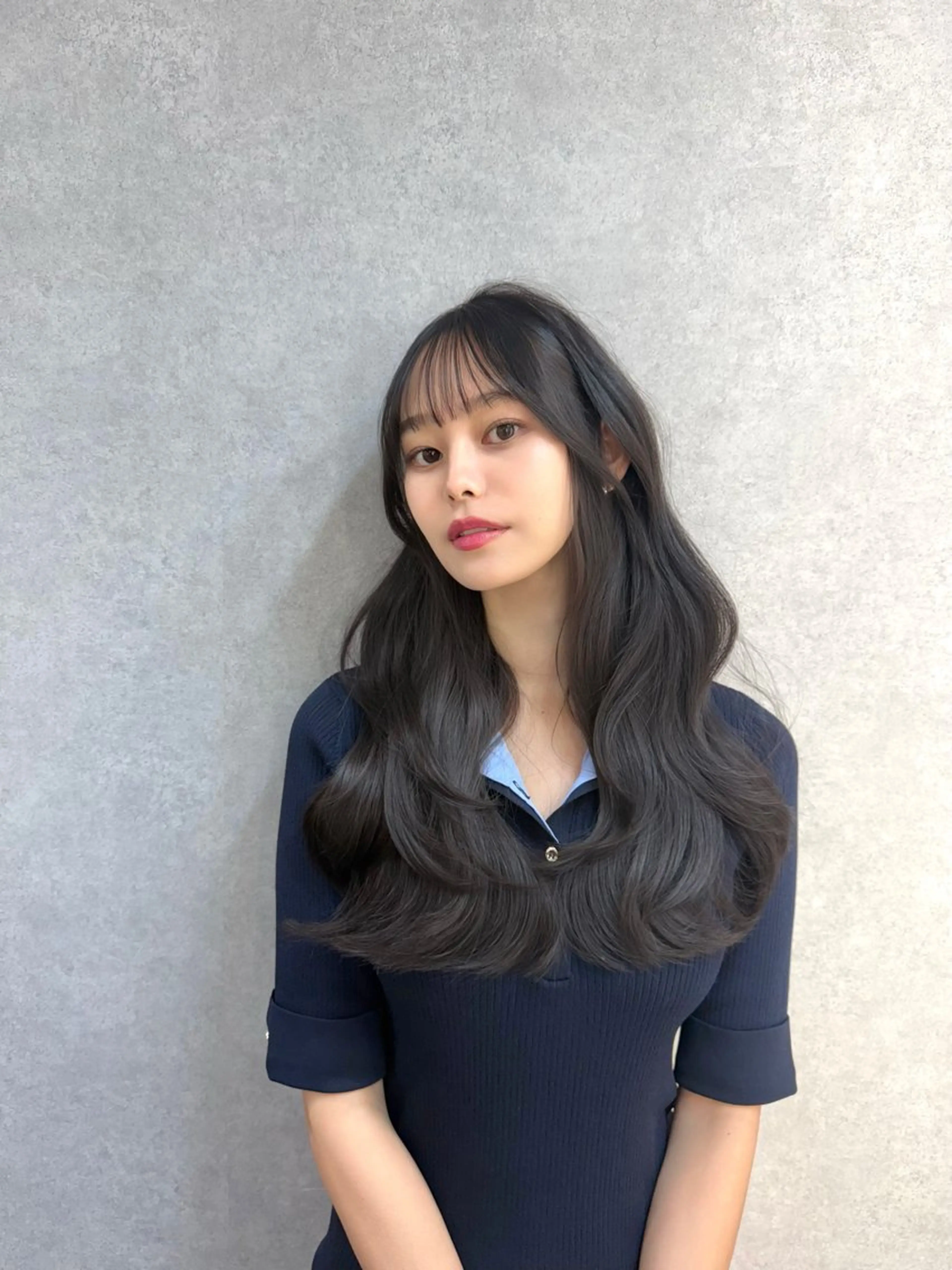 ロング 顔周りカット レイヤーカット 韓国風パーマ/ 菅沼 成郷のヘアスタイル