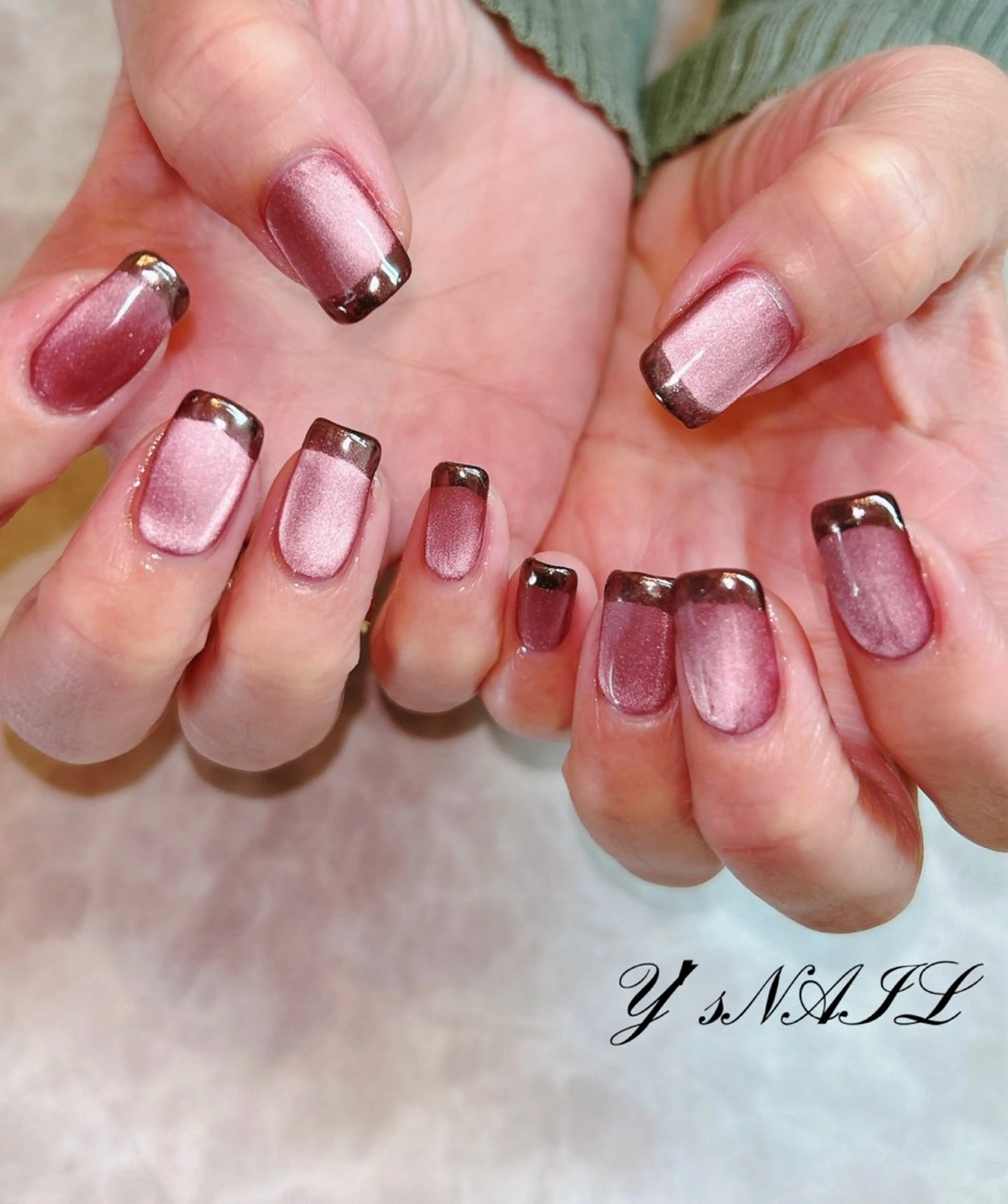 【ハンド】ワンカラー×選べるフレンチ💅(マグネット、フラッシュも◎)初回付替オフ無料/オフなし/自店オフ無料の写真