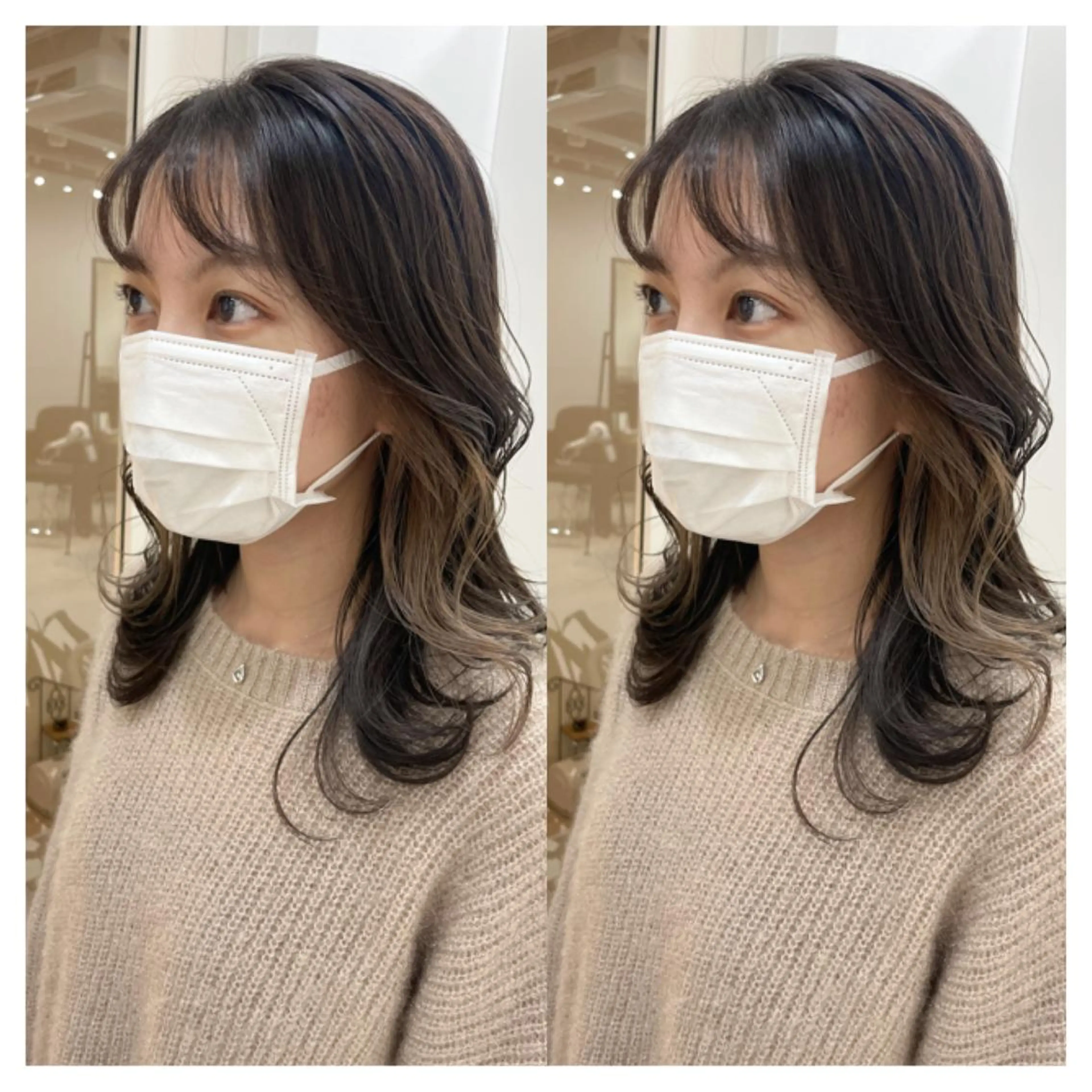 ミディアム カラー カット ヘアカラー トリートメント 村山 茉衣のヘアスタイル