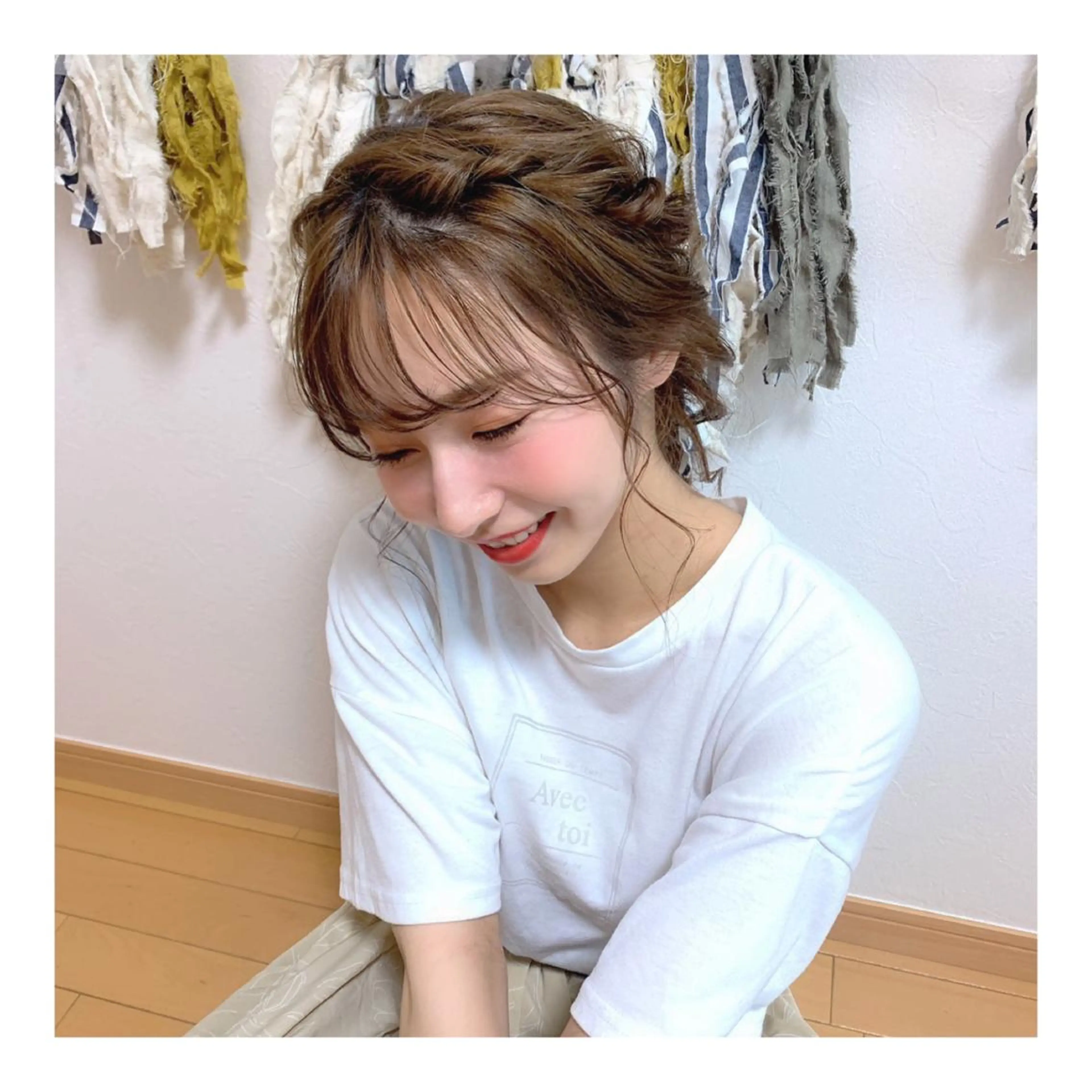 ミディアム ヘアアレンジ ヘアアンドメイクムタ 新居のヘアスタイル