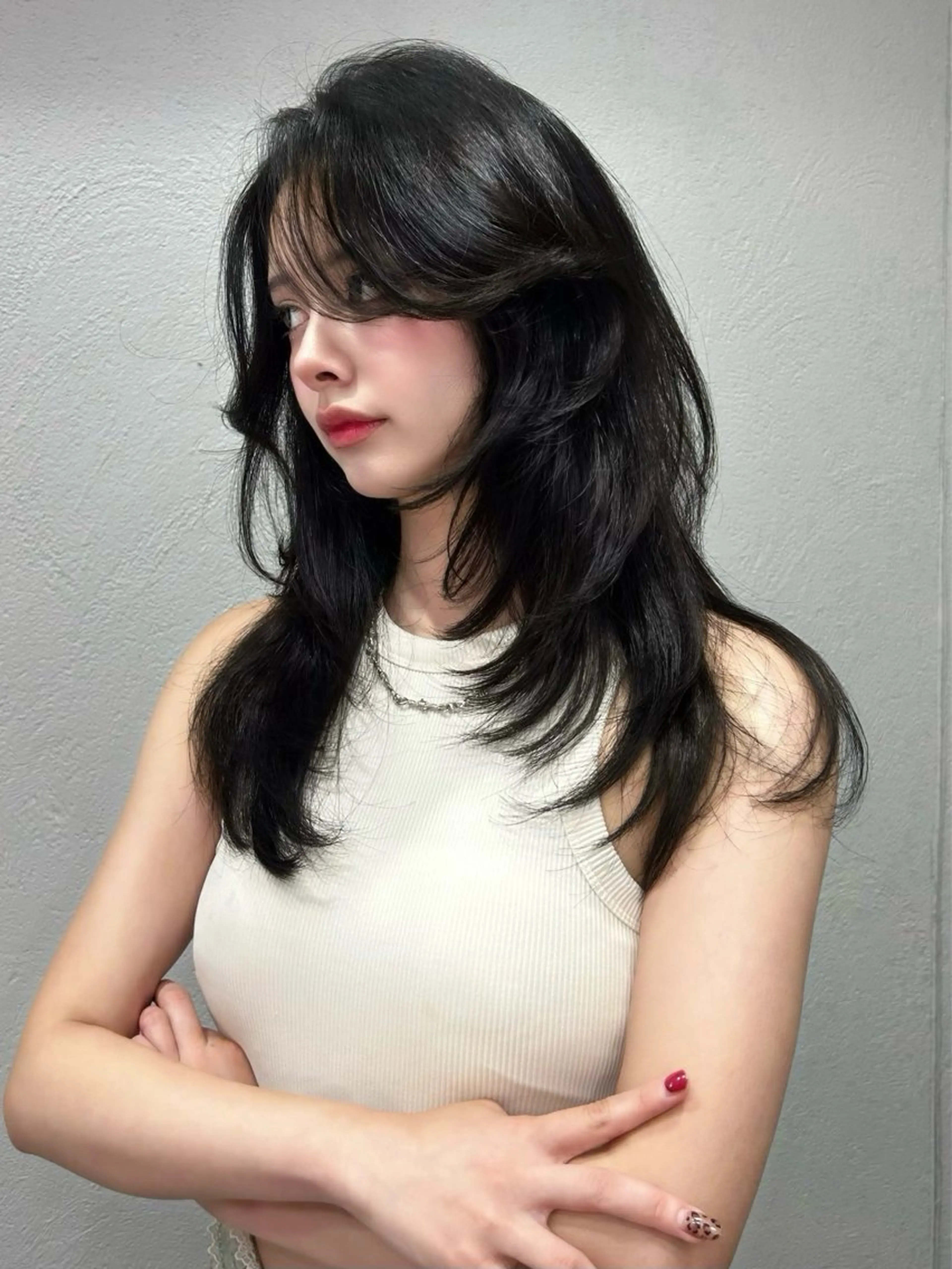 セミロング 顔周りカット カット ヘアカラー トリートメント 原宿/ワンホンヘア SAAYA🖤のヘアスタイル