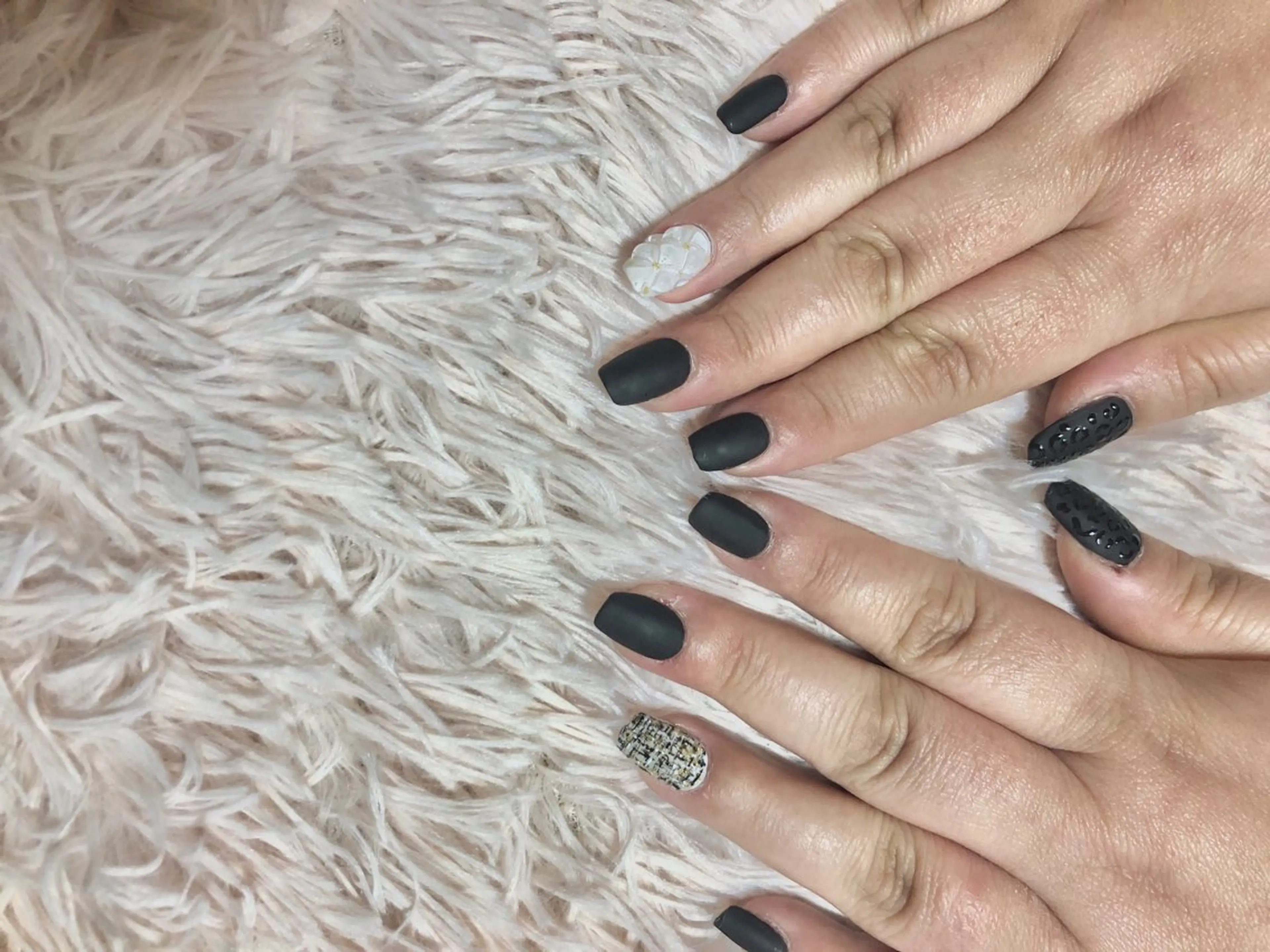 ネイル アニマル柄 マットネイル ツイードネイル k.nail #ksmのネイルデザイン