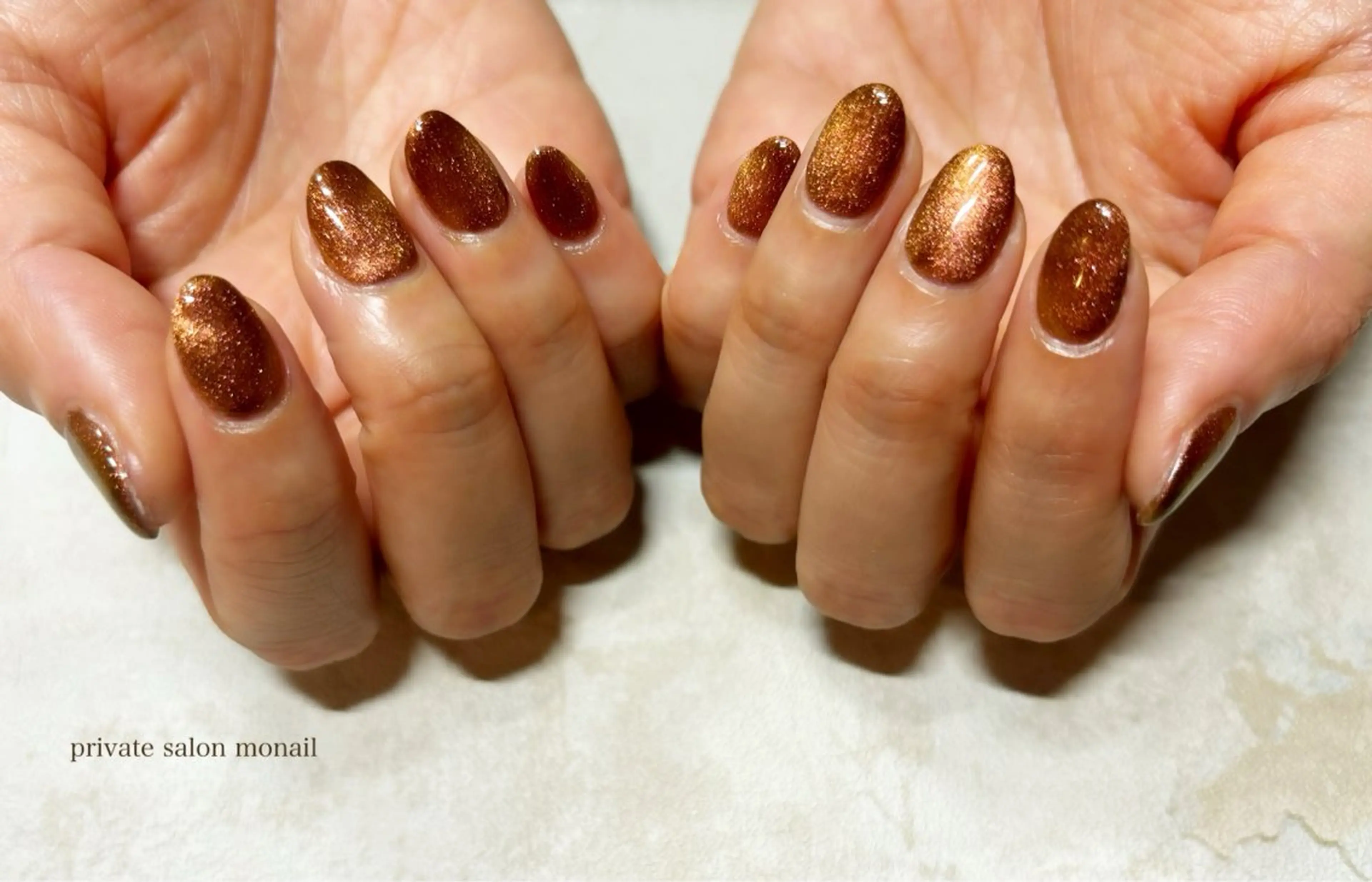 ネイル ブラウン マグネットネイル ハンドネイル nail salon monailのネイルデザイン