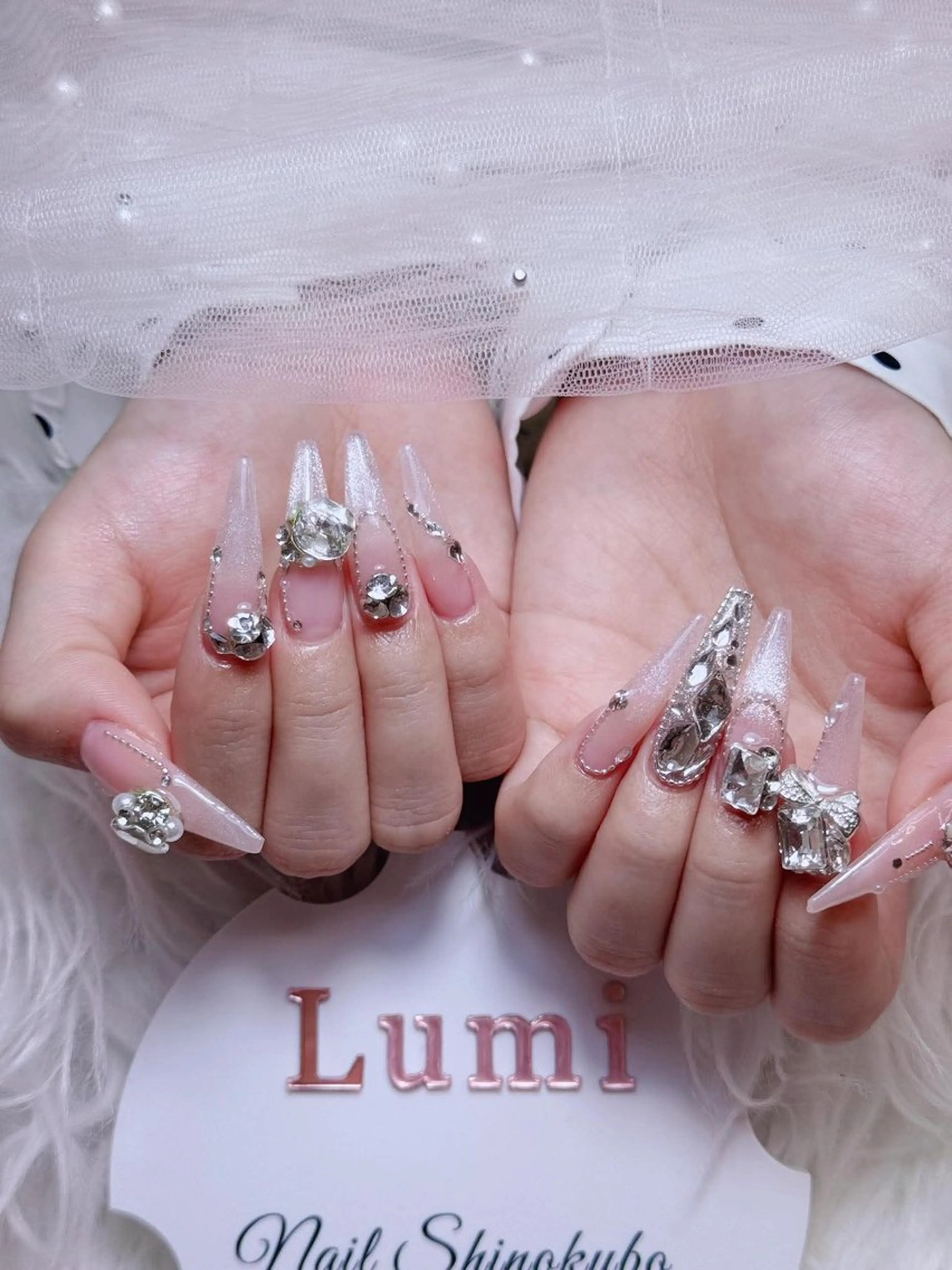 ネイル オーロラネイル チークネイル 長さ出し フレンチネイル 韓国ネイル ハンドネイル Lumi Shinokuboのネイルデザイン