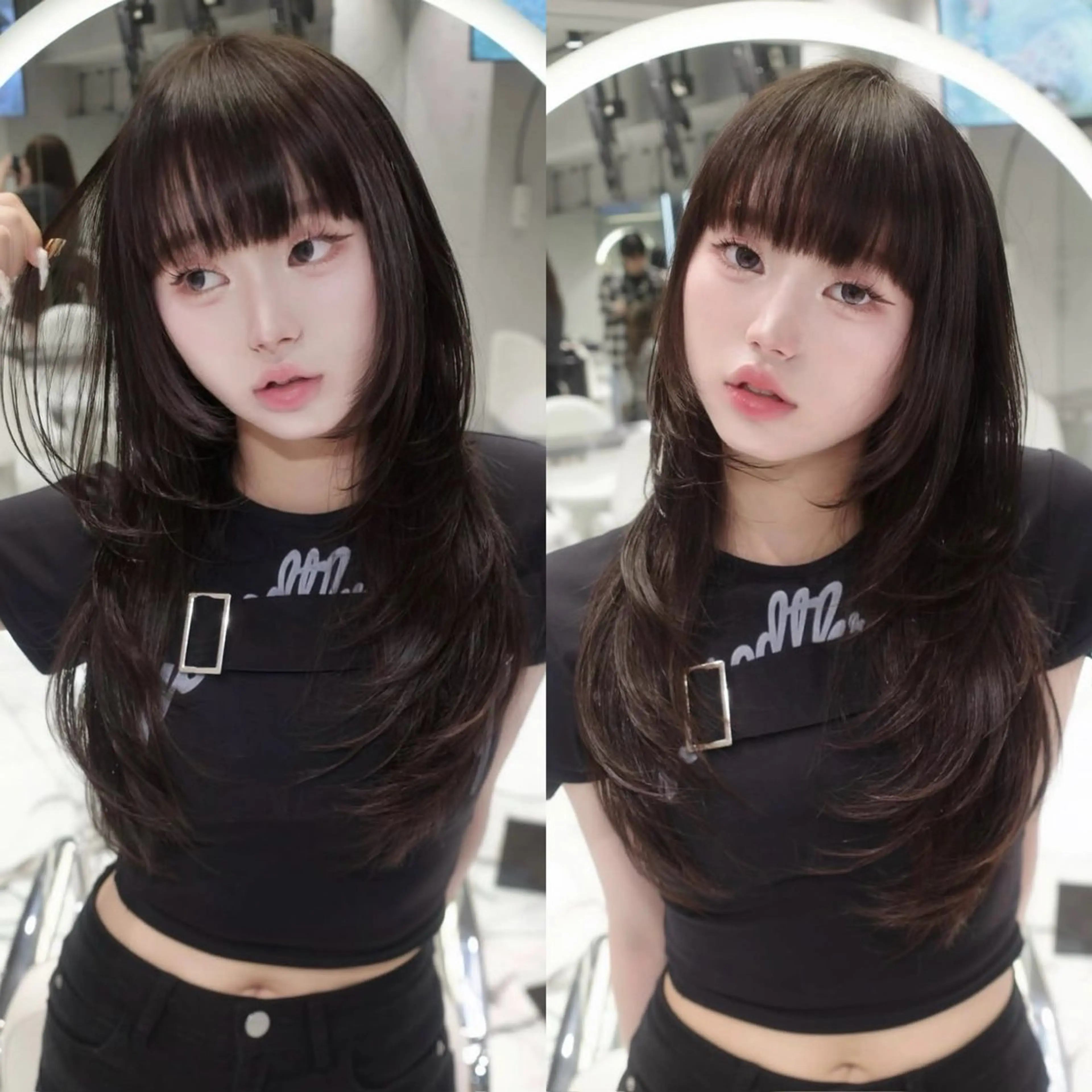 ロング カラー くびれヘア 顔周りカット ハイレイヤー 韓国風ヘア レイヤーカット カット ヘアカラー トリートメント Nao/ 大宮/レイヤーカットのヘアスタイル