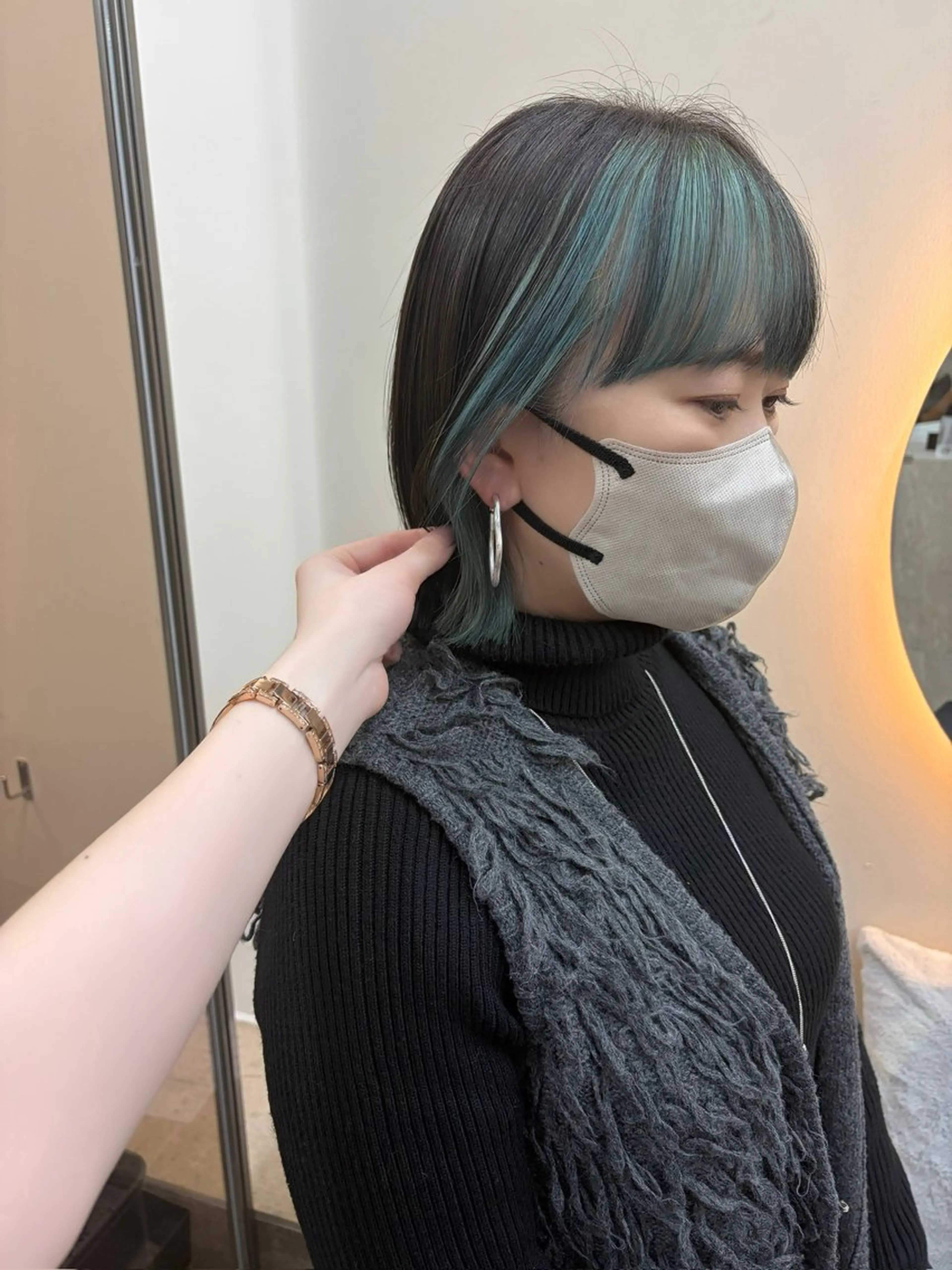 ミディアム カラー パーマ ミストバング  フェイスフレーミング カット ヘアカラー 《柔らかhair𓍯 》木村美姫のヘアスタイル