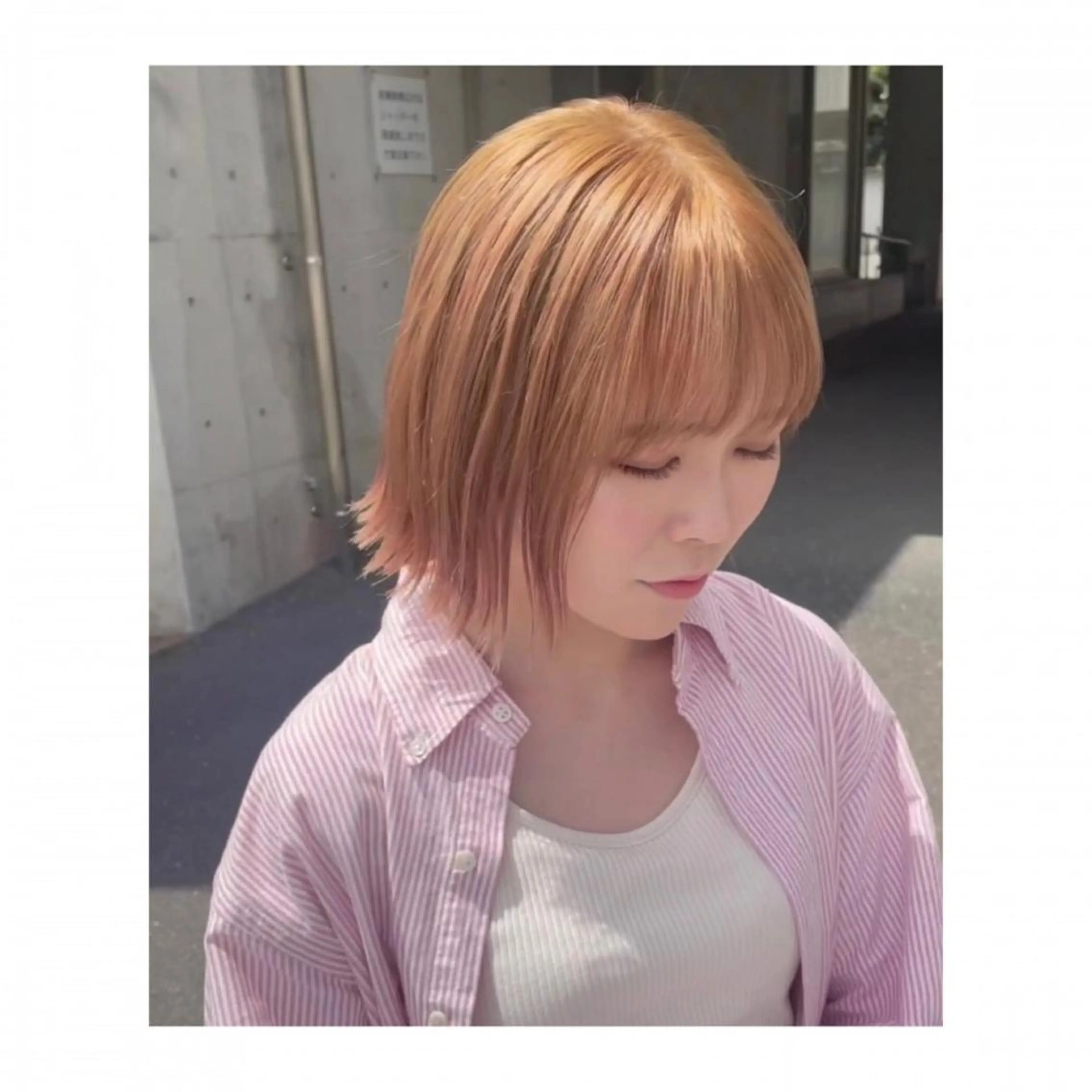 ミディアム 切りっぱなしボブ ボブ ヘアカラー トリートメント FAVOR警固所属・マツノ ユウキのヘアスタイル