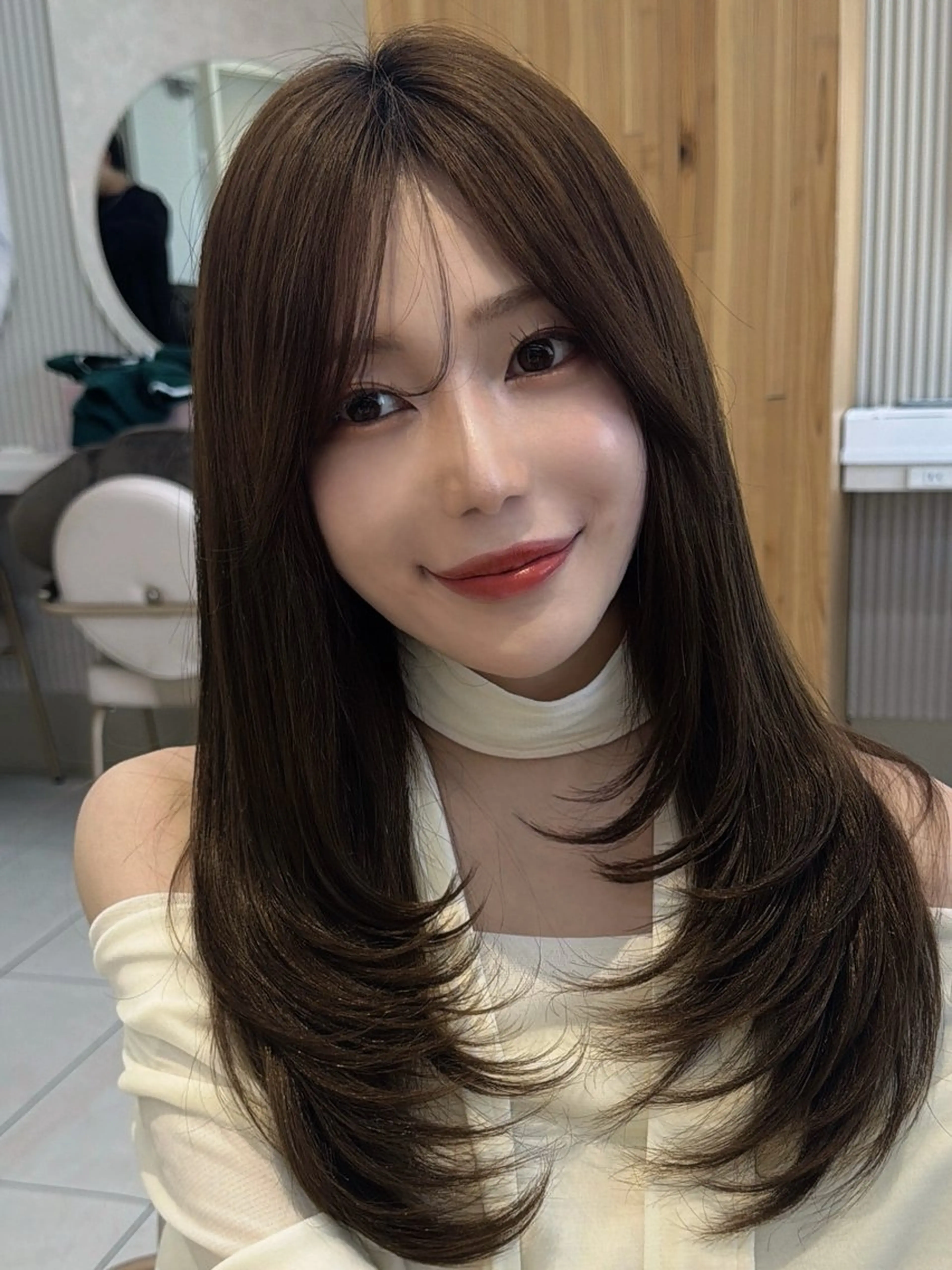 セミロング カット ヘアカラー トリートメント レイヤー/顔周り /韓国ヘア/TAKUのヘアスタイル