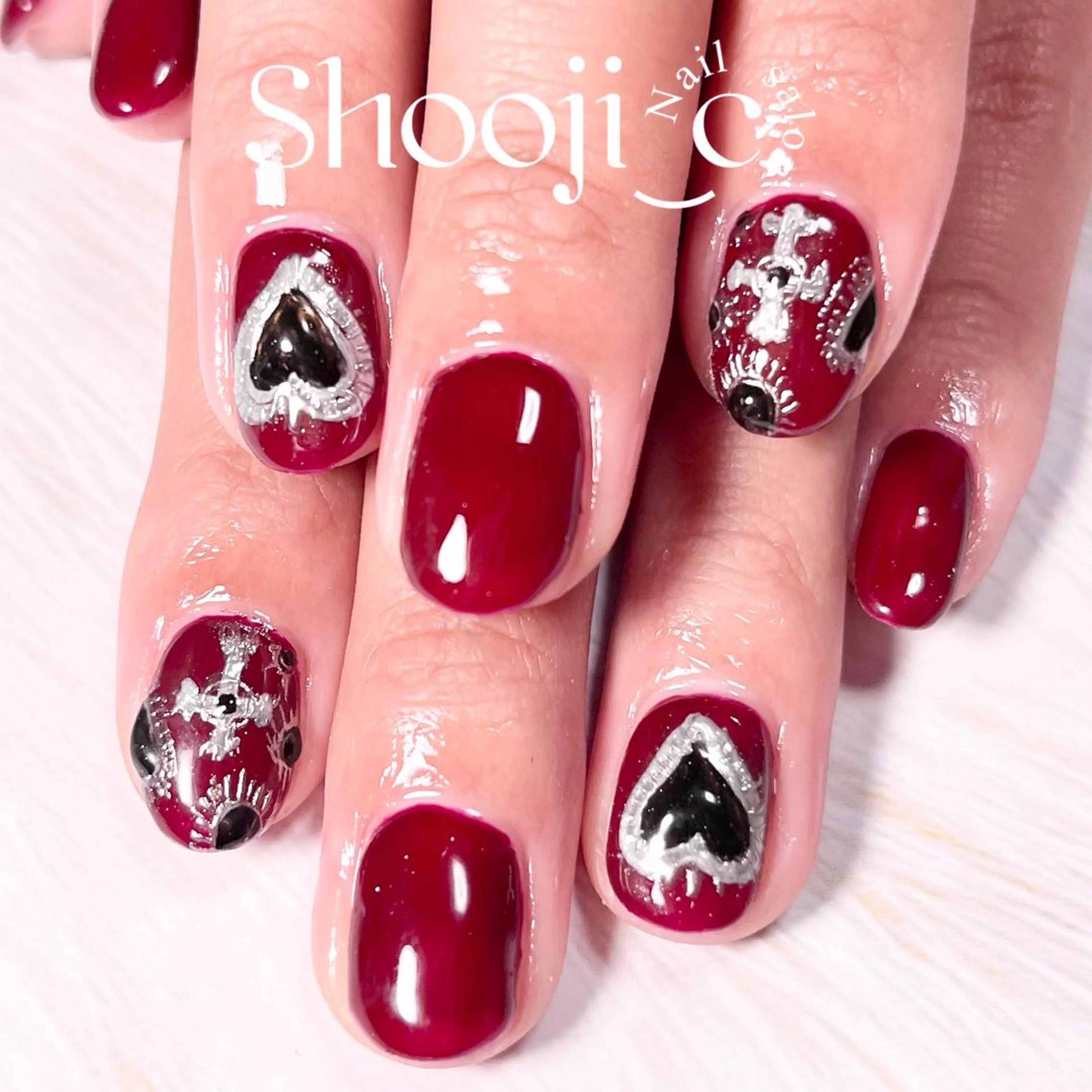 ネイル アートネイル ボルドー 長さ出し ジェルネイル スカルプネイル Shooji_c Nail salonのネイルデザイン
