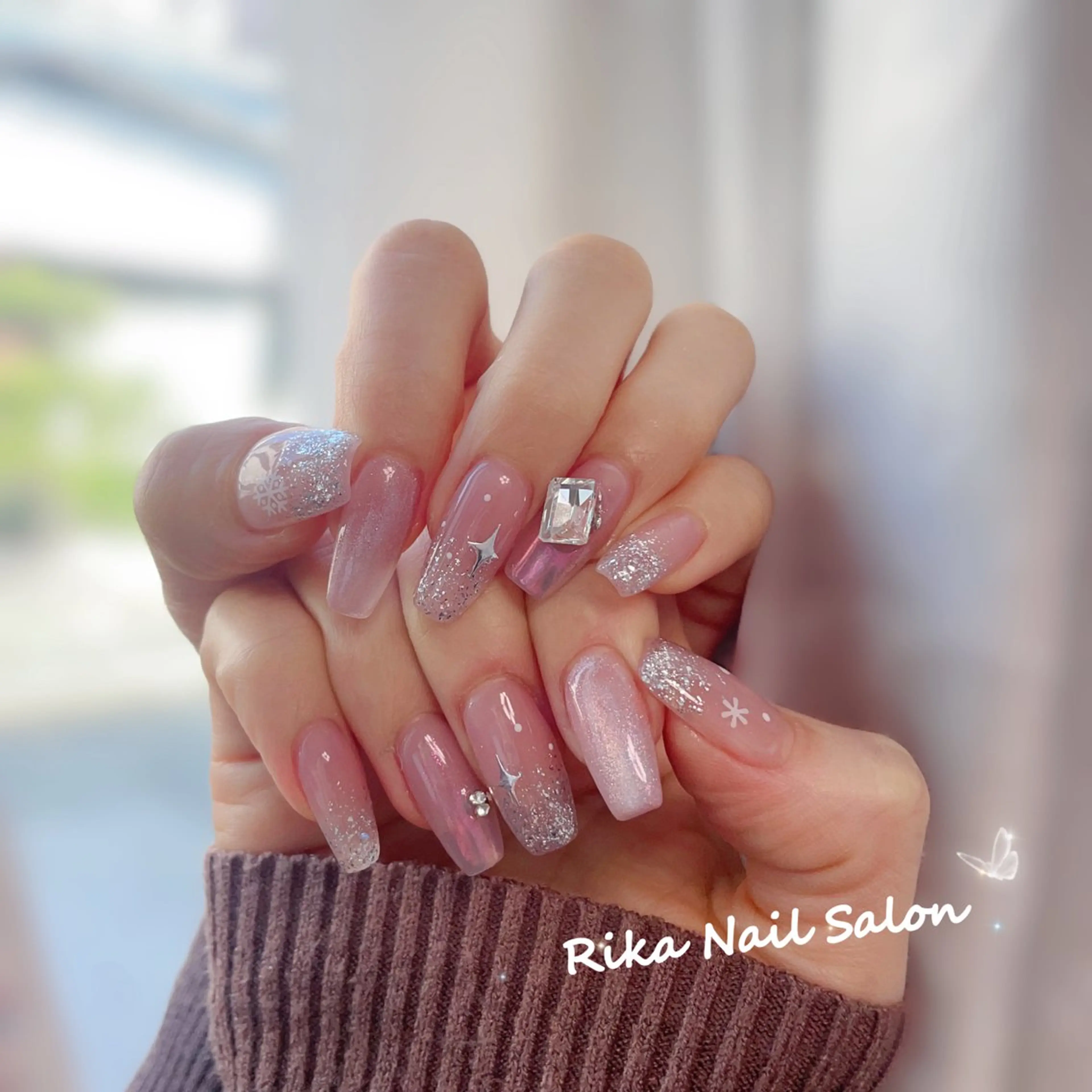 ネイル 成人式 フレンチネイル ジェルネイル グラデーション マグネットネイル Rika  nail cocoのネイルデザイン