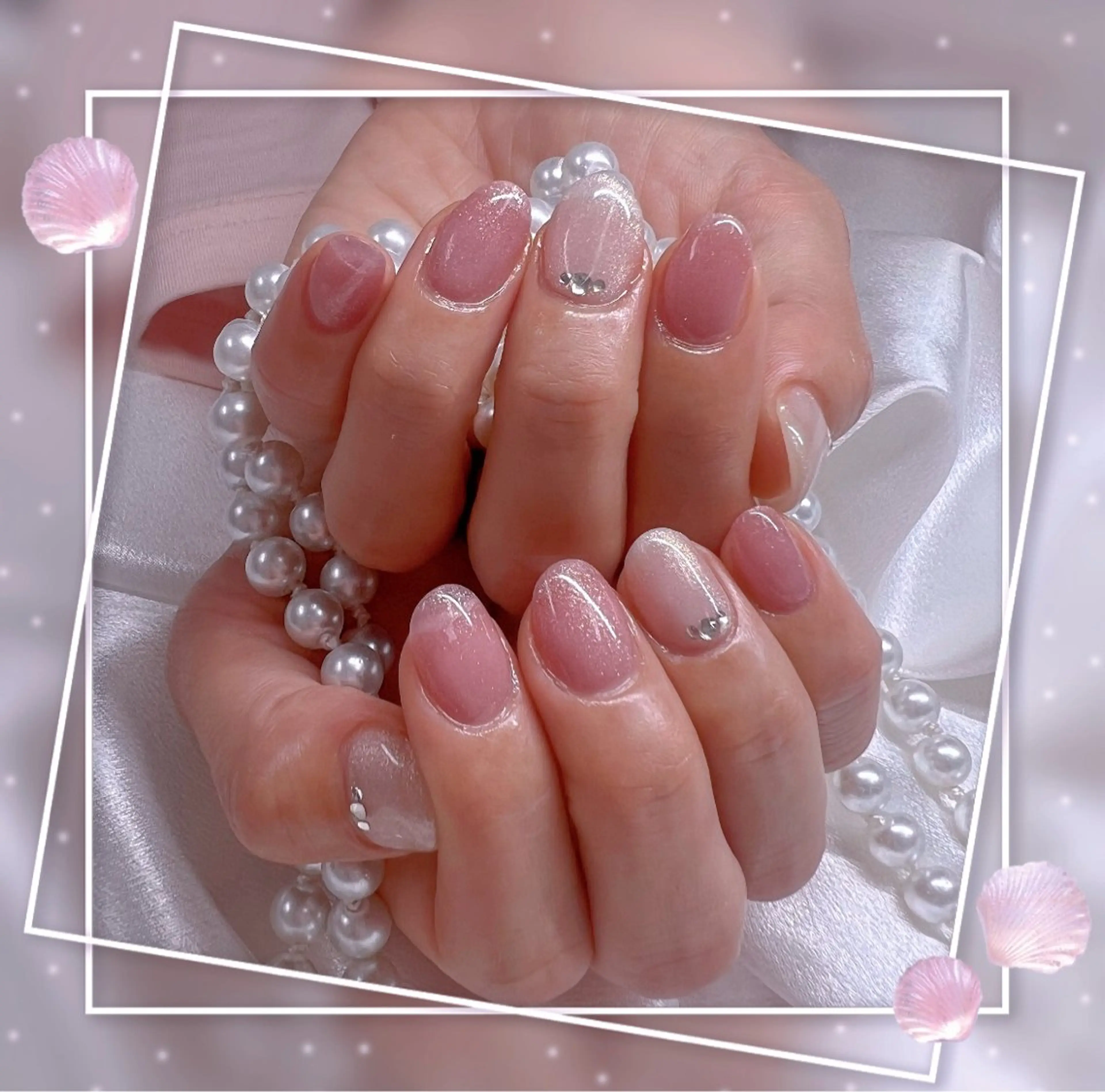 ネイル グラデーション キラキラネイル 韓国ネイル マグネットネイル ピンク Chill Nailsalonのネイルデザイン